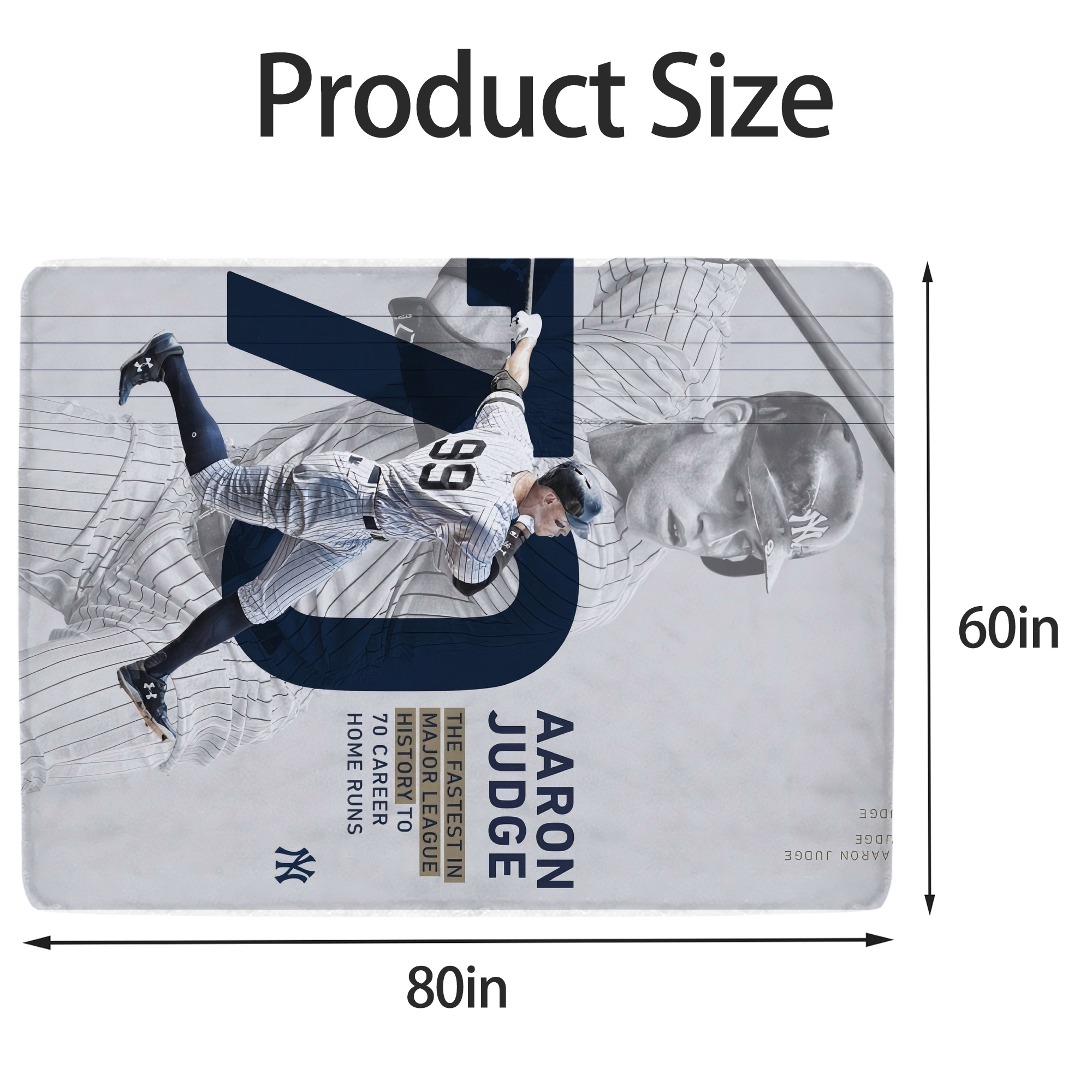 Aaron Judge 70 Home Runs Soft Fleece Throw Blanket 60 X 80 Inch – Super Soft, Lightweight, And Durable – Perfect For Sofa, Bed, Camping, And More – Ideal Gift For Family And Friends