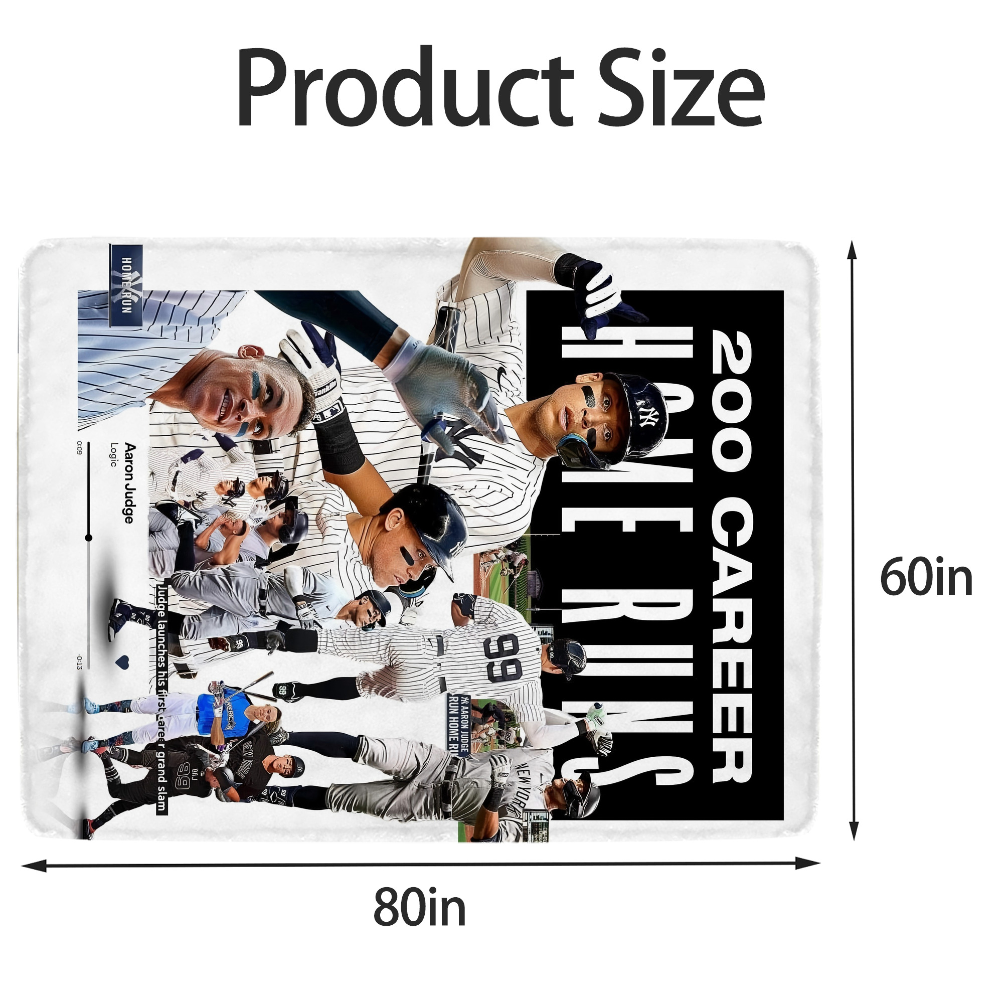 Aaron Judge 200 Home Runs 2 Soft Fleece Throw Blanket 60 X 80 Inch – Super Soft, Lightweight, And Durable – Perfect For Sofa, Bed, Camping, And More – Ideal Gift For Family And Friends
