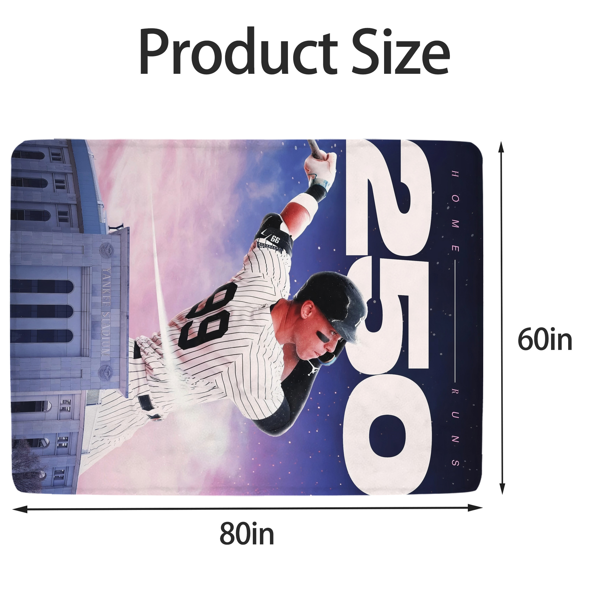 Aaron Judge 250 Home Runs Soft Fleece Throw Blanket 60 X 80 Inch – Super Soft, Lightweight, And Durable – Perfect For Sofa, Bed, Camping, And More – Ideal Gift For Family And Friends