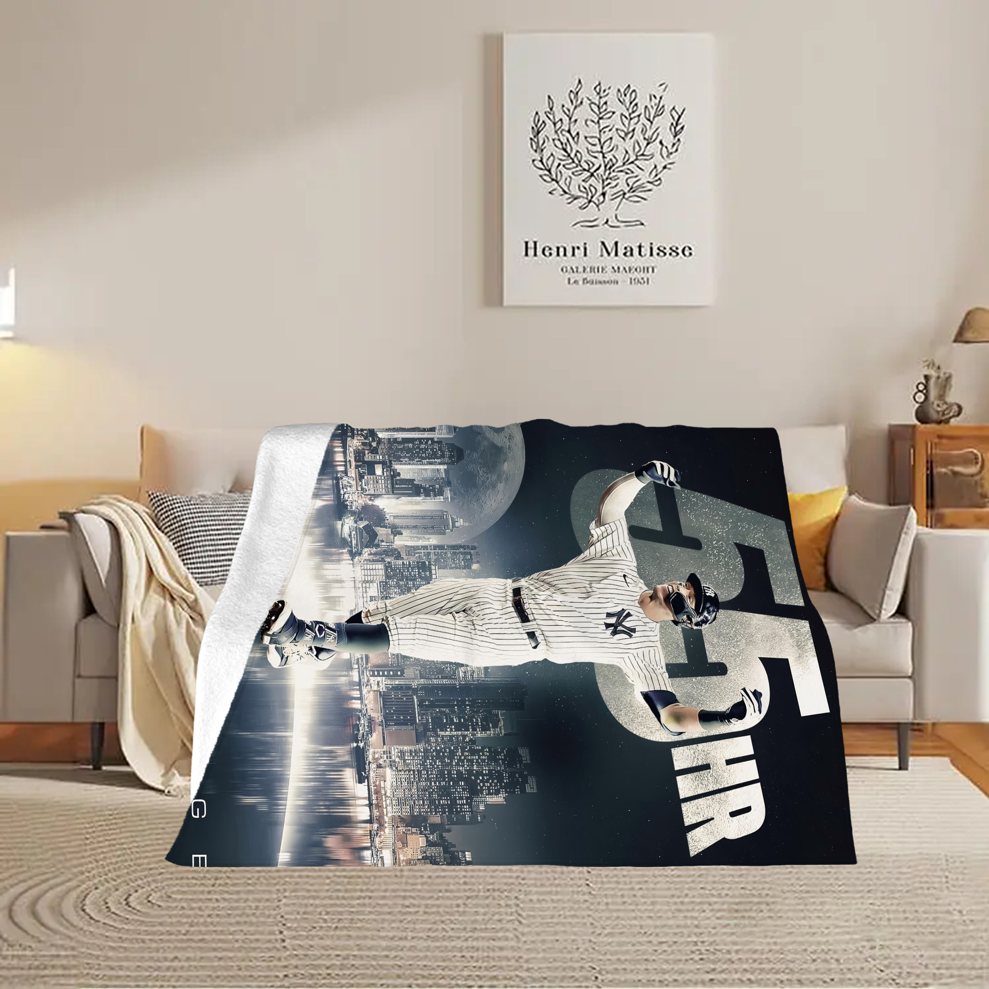 Aaron Judge 55 Home Runs Soft Fleece Throw Blanket 60 X 80 Inch – Super Soft, Lightweight, And Durable – Perfect For Sofa, Bed, Camping, And More – Ideal Gift For Family And Friends
