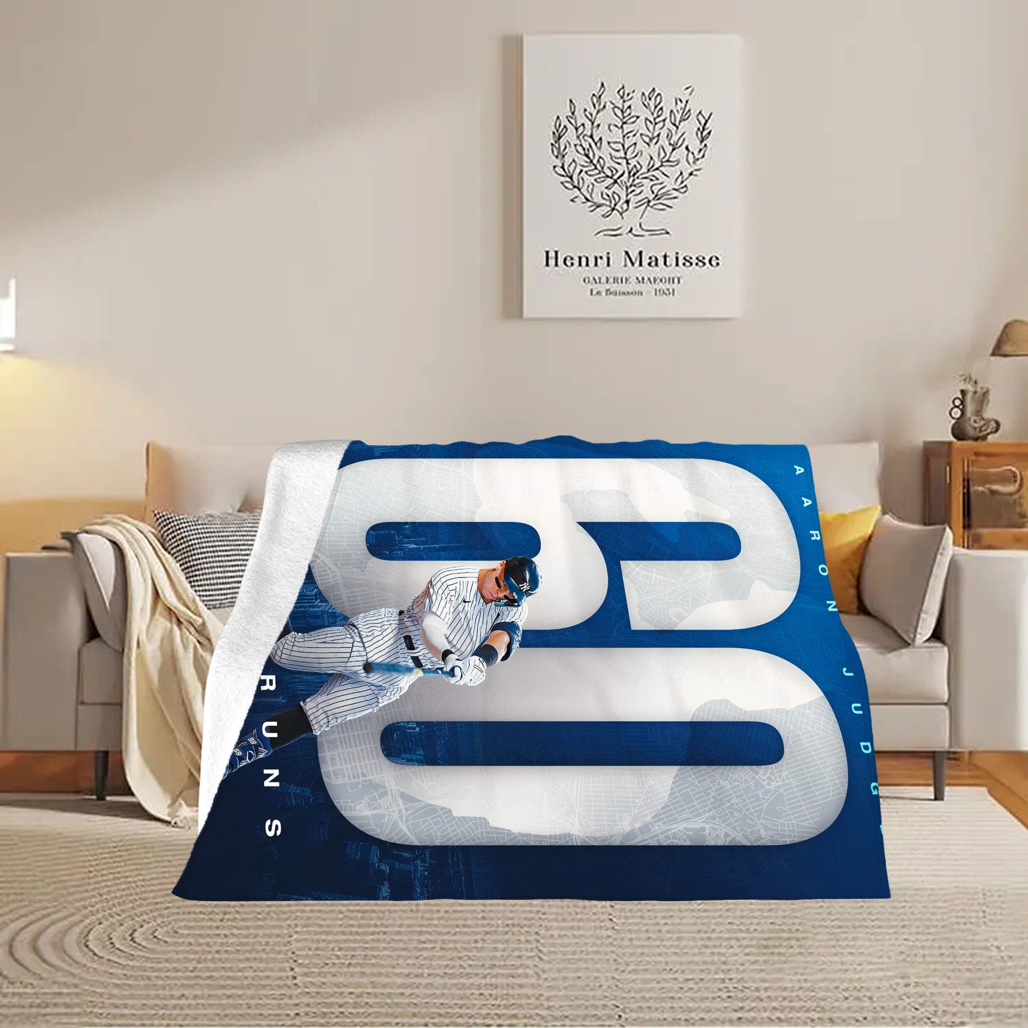 Aaron Judge 60 Home Runs 2 Soft Fleece Throw Blanket 60 X 80 Inch – Super Soft, Lightweight, And Durable – Perfect For Sofa, Bed, Camping, And More – Ideal Gift For Family And Friends