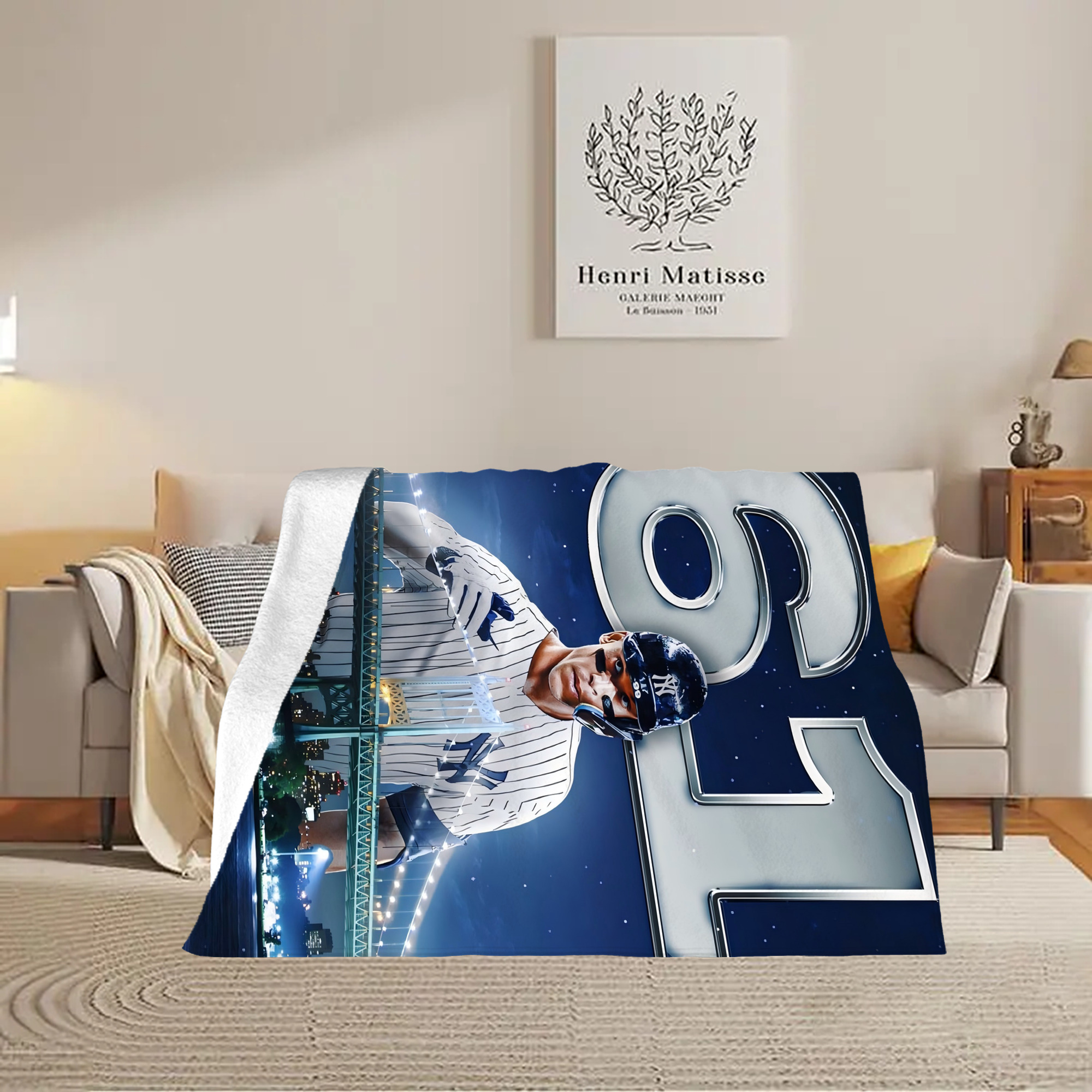 Aaron Judge 61 Home Runs Soft Fleece Throw Blanket 60 X 80 Inch – Super Soft, Lightweight, And Durable – Perfect For Sofa, Bed, Camping, And More – Ideal Gift For Family And Friends