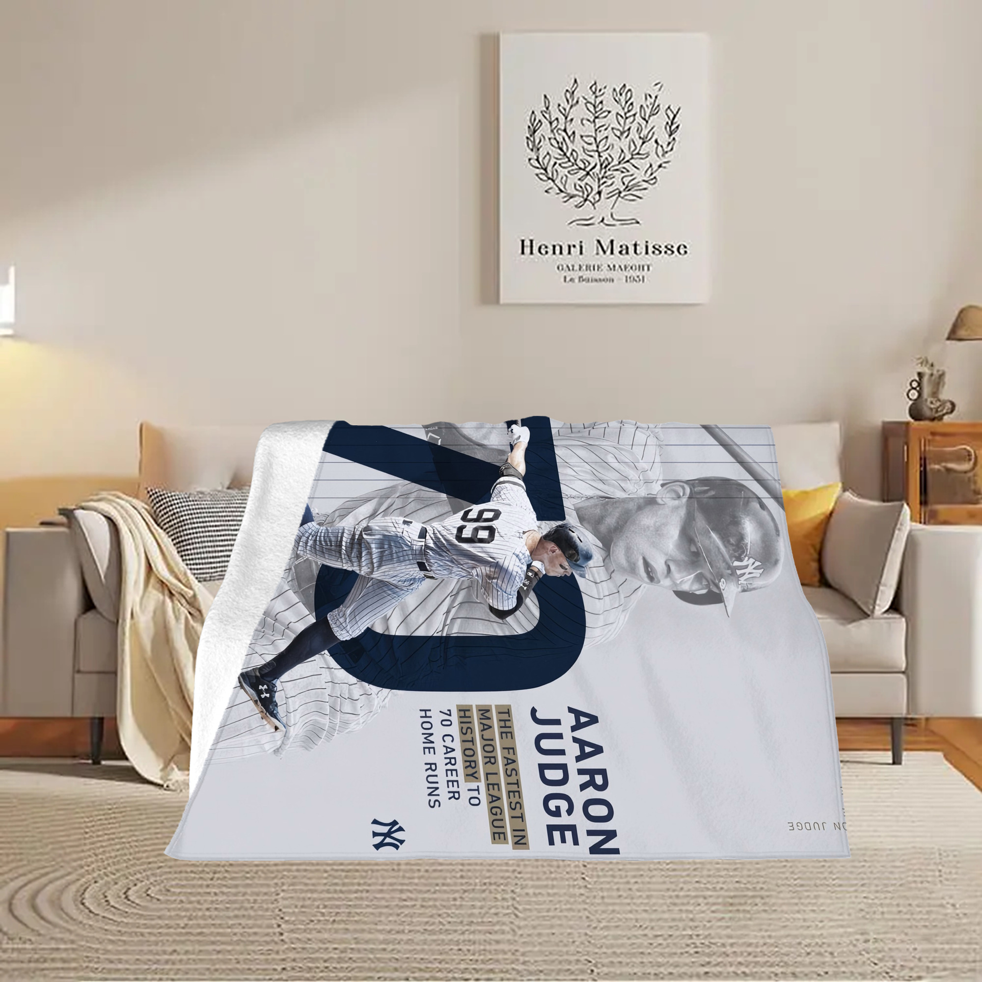 Aaron Judge 70 Home Runs Soft Fleece Throw Blanket 60 X 80 Inch – Super Soft, Lightweight, And Durable – Perfect For Sofa, Bed, Camping, And More – Ideal Gift For Family And Friends
