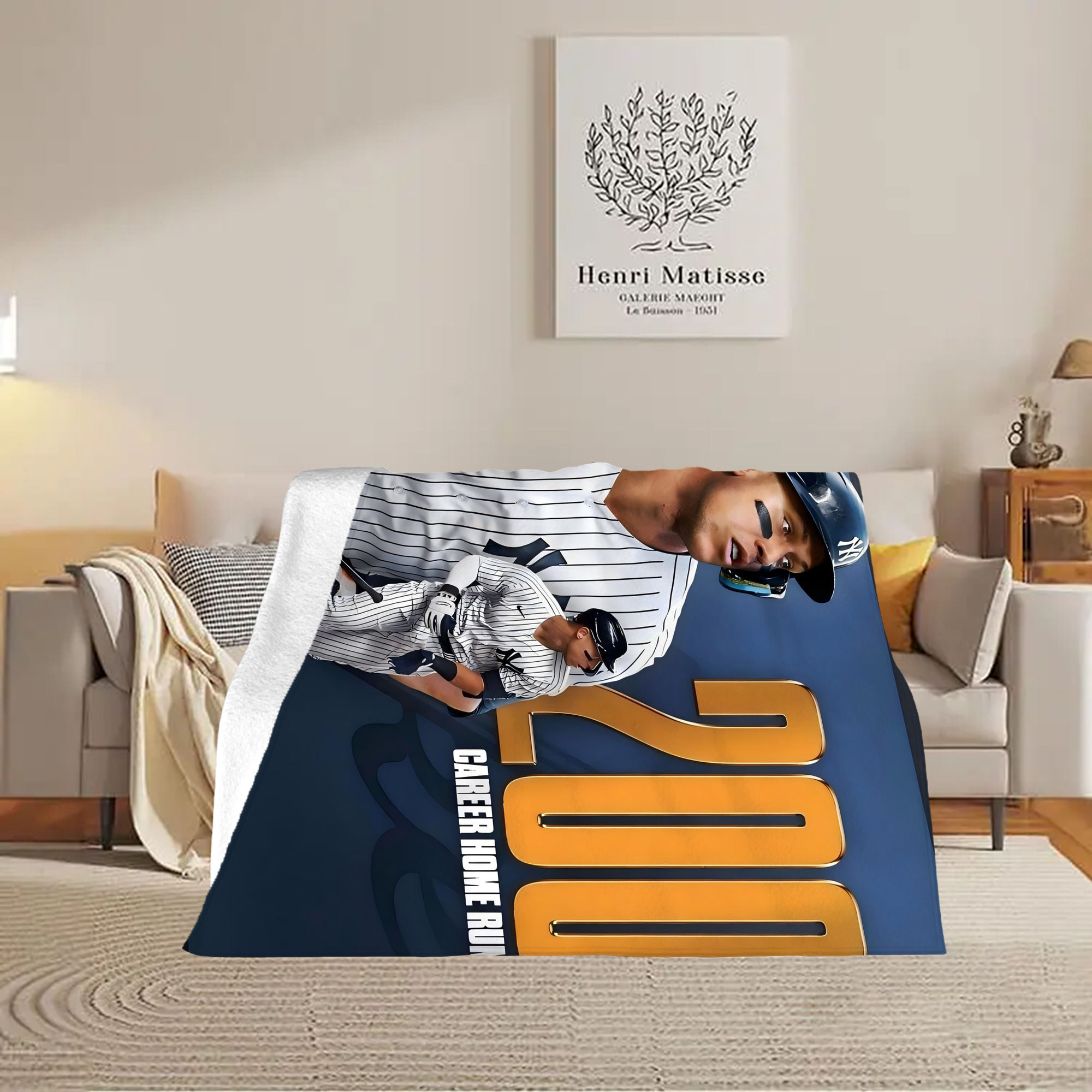 Aaron Judge 200 Home Runs 1 Soft Fleece Throw Blanket 60 X 80 Inch – Super Soft, Lightweight, And Durable – Perfect For Sofa, Bed, Camping, And More – Ideal Gift For Family And Friends