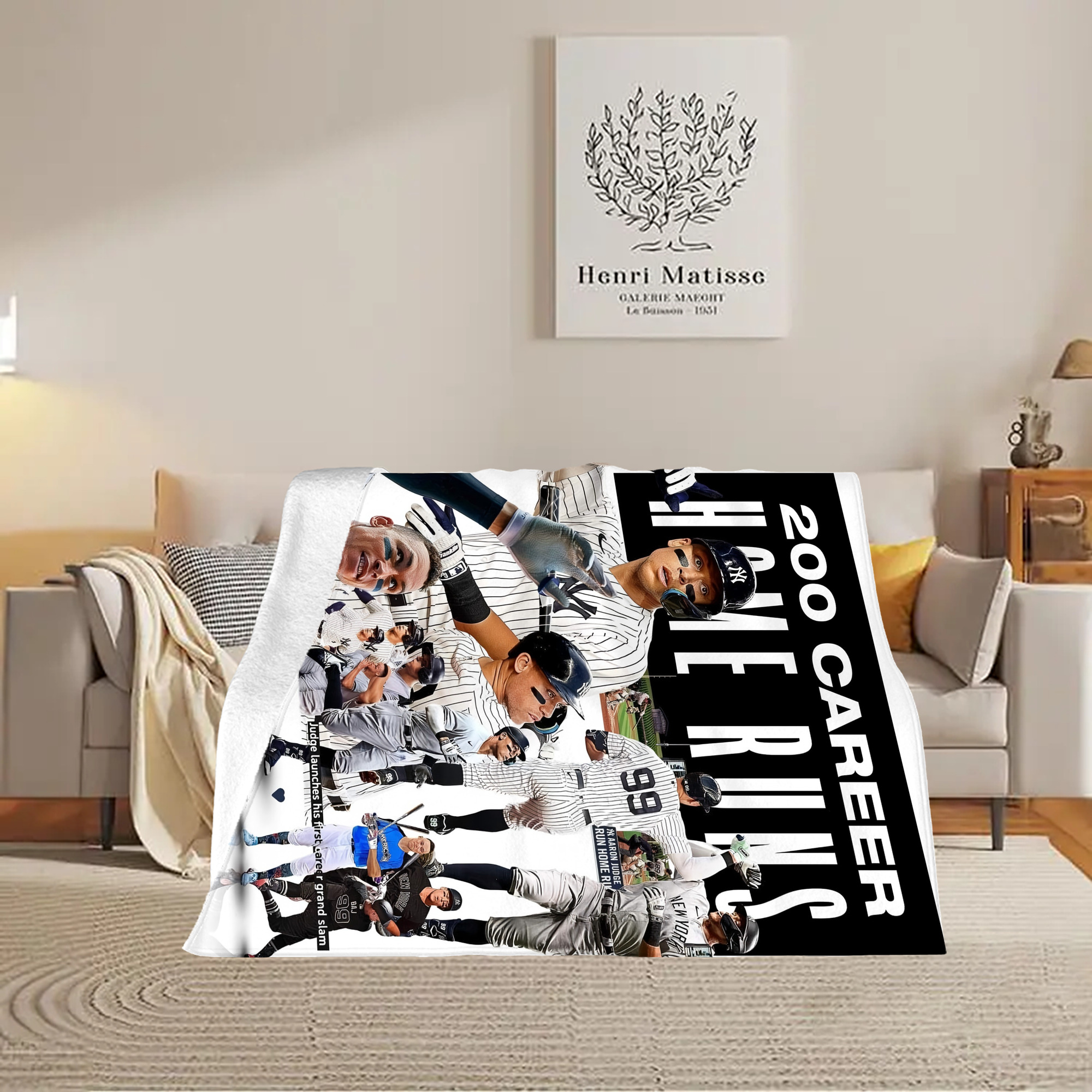 Aaron Judge 200 Home Runs 2 Soft Fleece Throw Blanket 60 X 80 Inch – Super Soft, Lightweight, And Durable – Perfect For Sofa, Bed, Camping, And More – Ideal Gift For Family And Friends