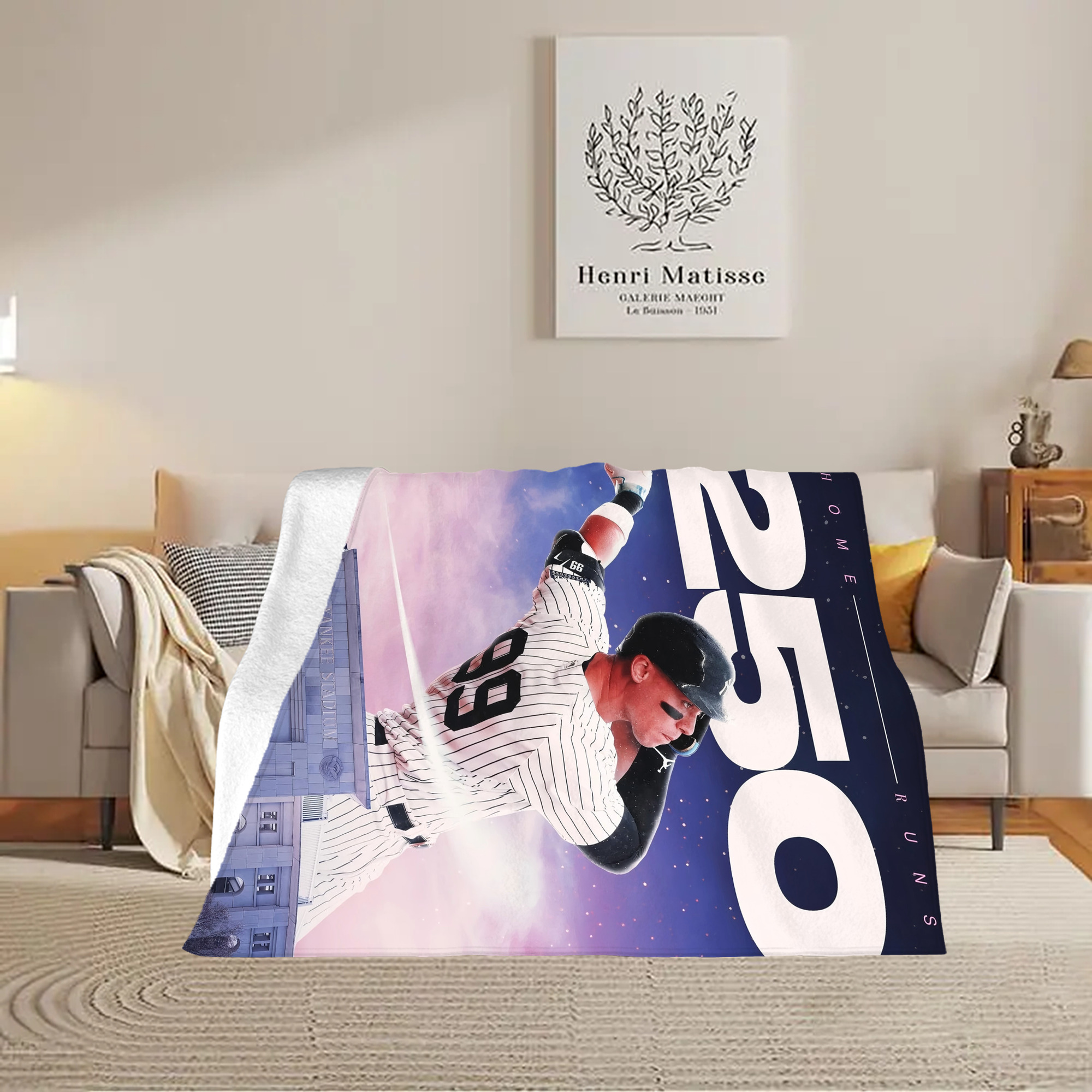 Aaron Judge 250 Home Runs Soft Fleece Throw Blanket 60 X 80 Inch – Super Soft, Lightweight, And Durable – Perfect For Sofa, Bed, Camping, And More – Ideal Gift For Family And Friends