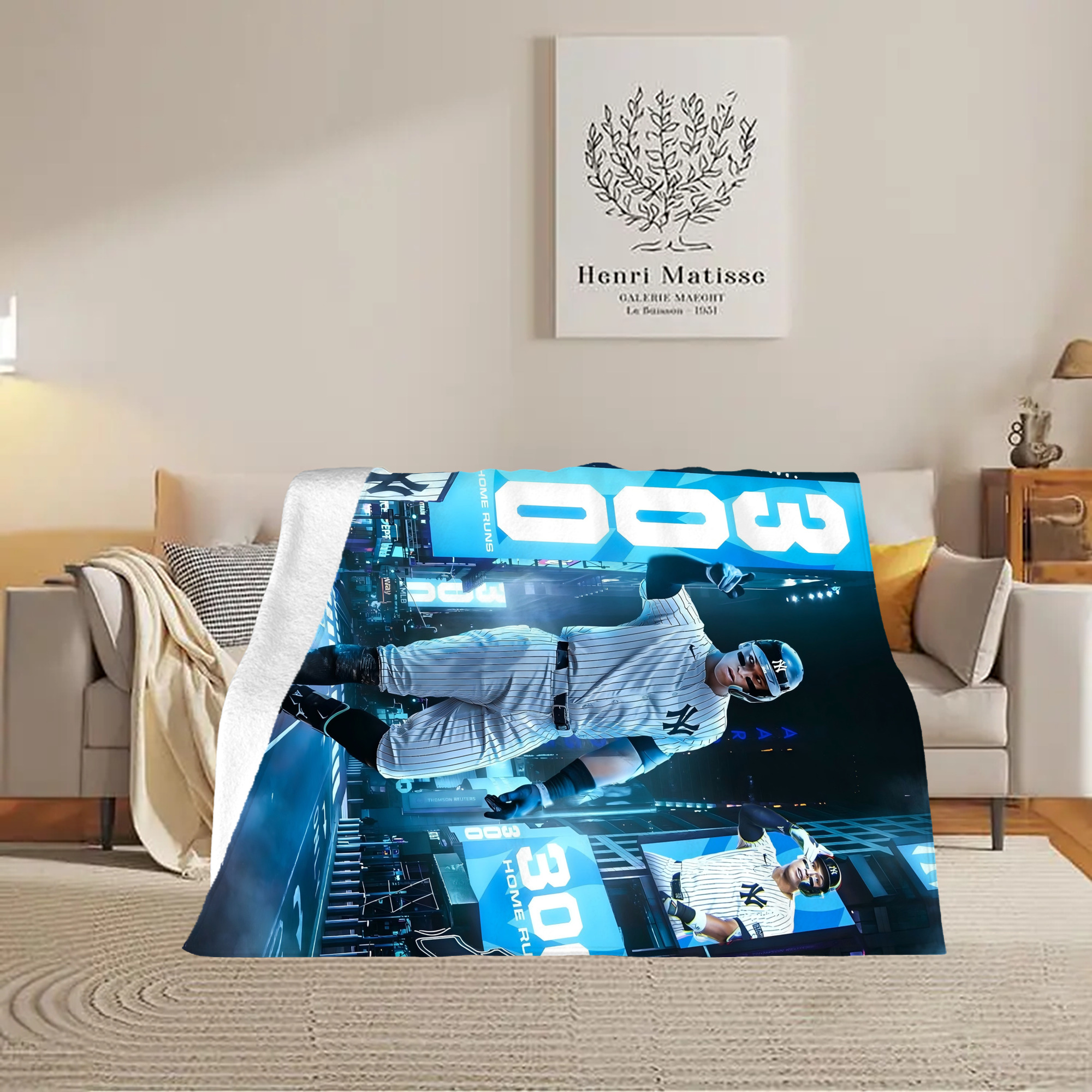 Aaron Judge 300 Home Runs 2 Soft Fleece Throw Blanket 60 X 80 Inch – Super Soft, Lightweight, And Durable – Perfect For Sofa, Bed, Camping, And More – Ideal Gift For Family And Friends