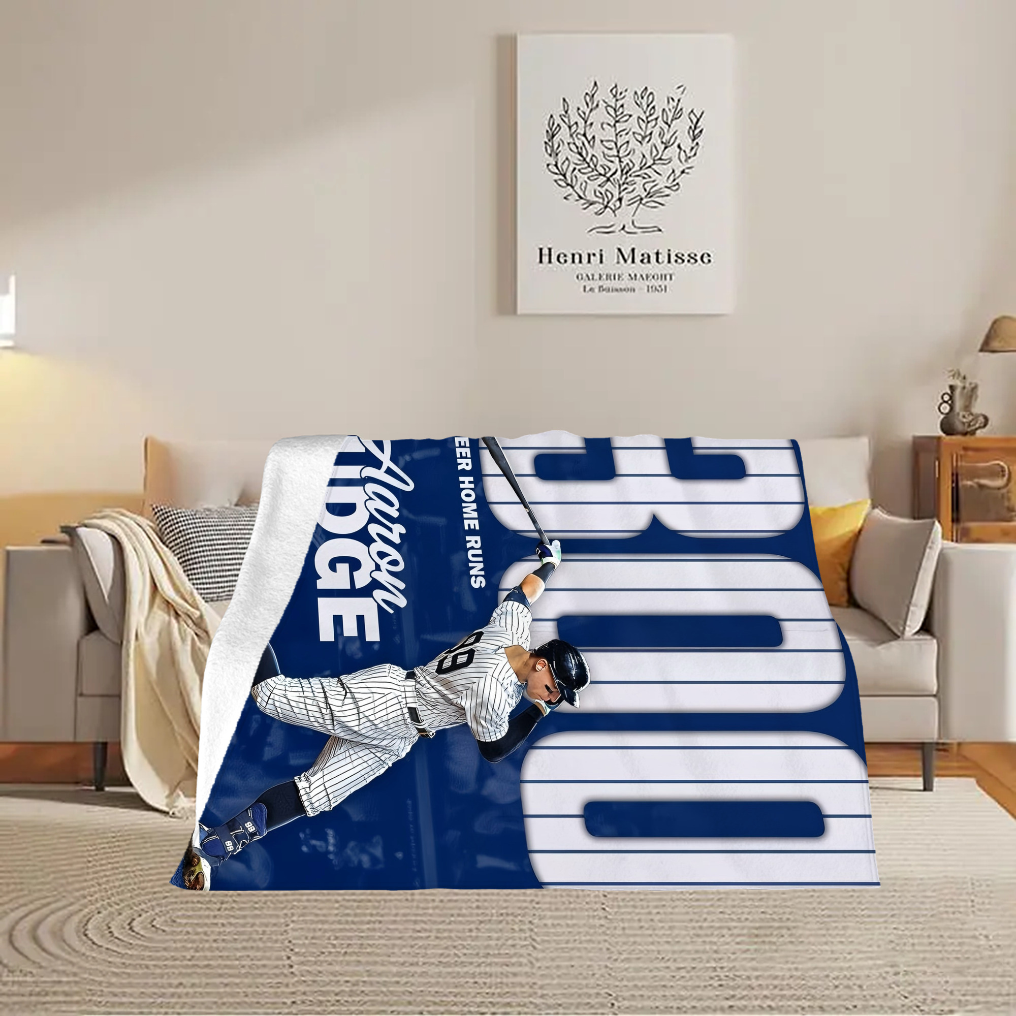 Aaron Judge 300 Home Runs Soft Fleece Throw Blanket 60 X 80 Inch – Super Soft, Lightweight, And Durable – Perfect For Sofa, Bed, Camping, And More – Ideal Gift For Family And Friends