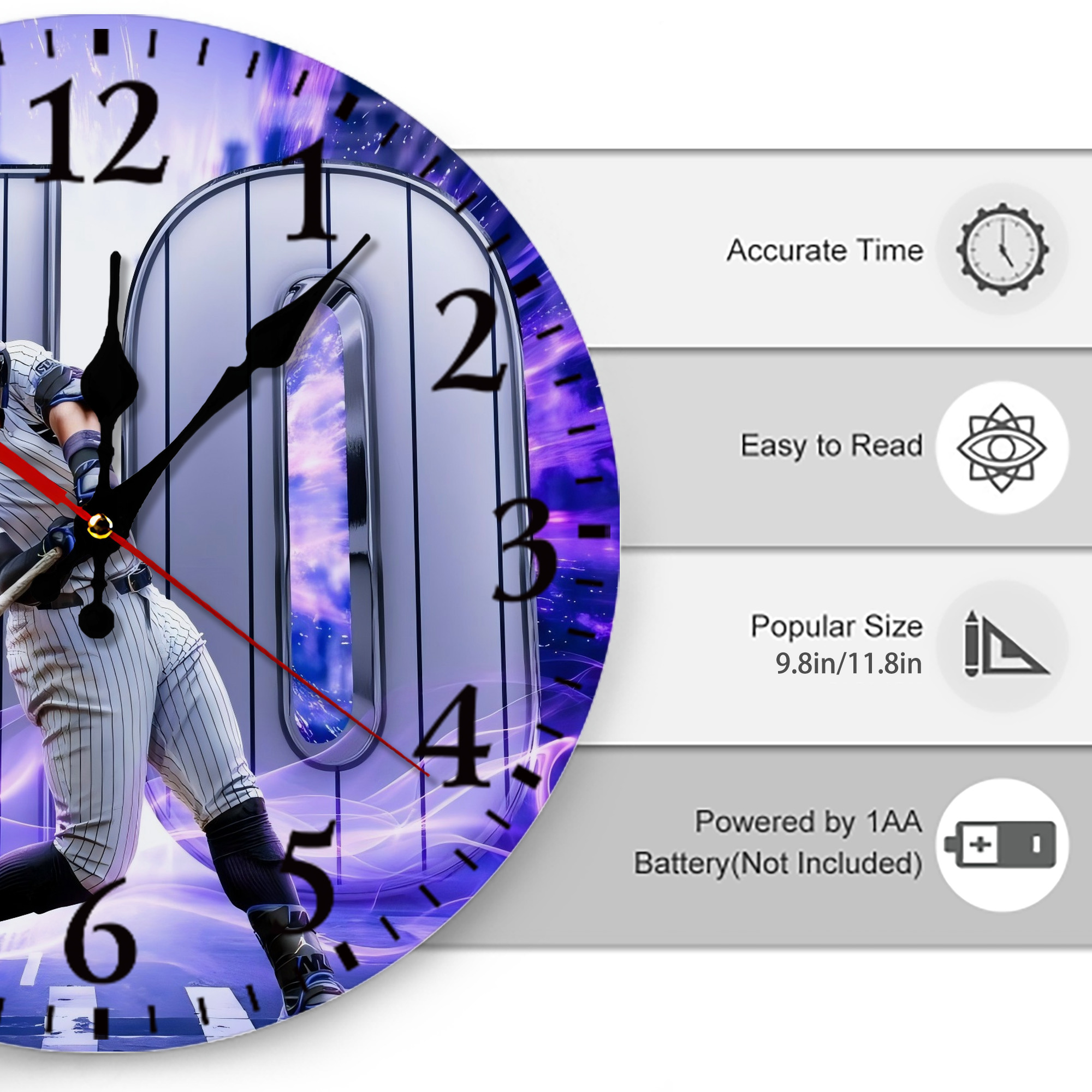 Aaron Judge 40 Home Runs Silent Round Wall Clock – Modern & Stylish DIY Design, Durable Wood Construction, Easy To Install – Perfect For Office, Bedroom, Living Room, And More