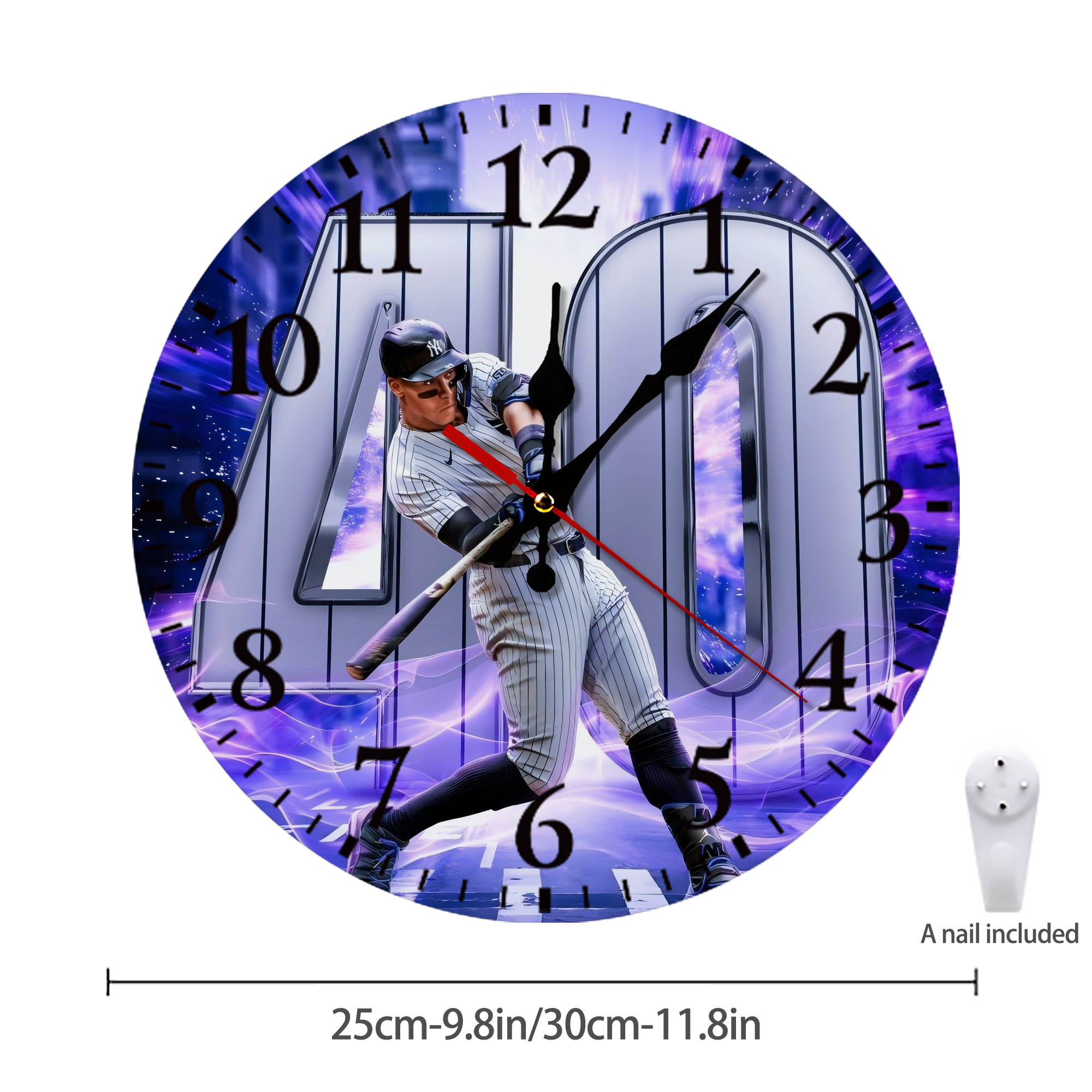 Aaron Judge 40 Home Runs Silent Round Wall Clock – Modern & Stylish DIY Design, Durable Wood Construction, Easy To Install – Perfect For Office, Bedroom, Living Room, And More