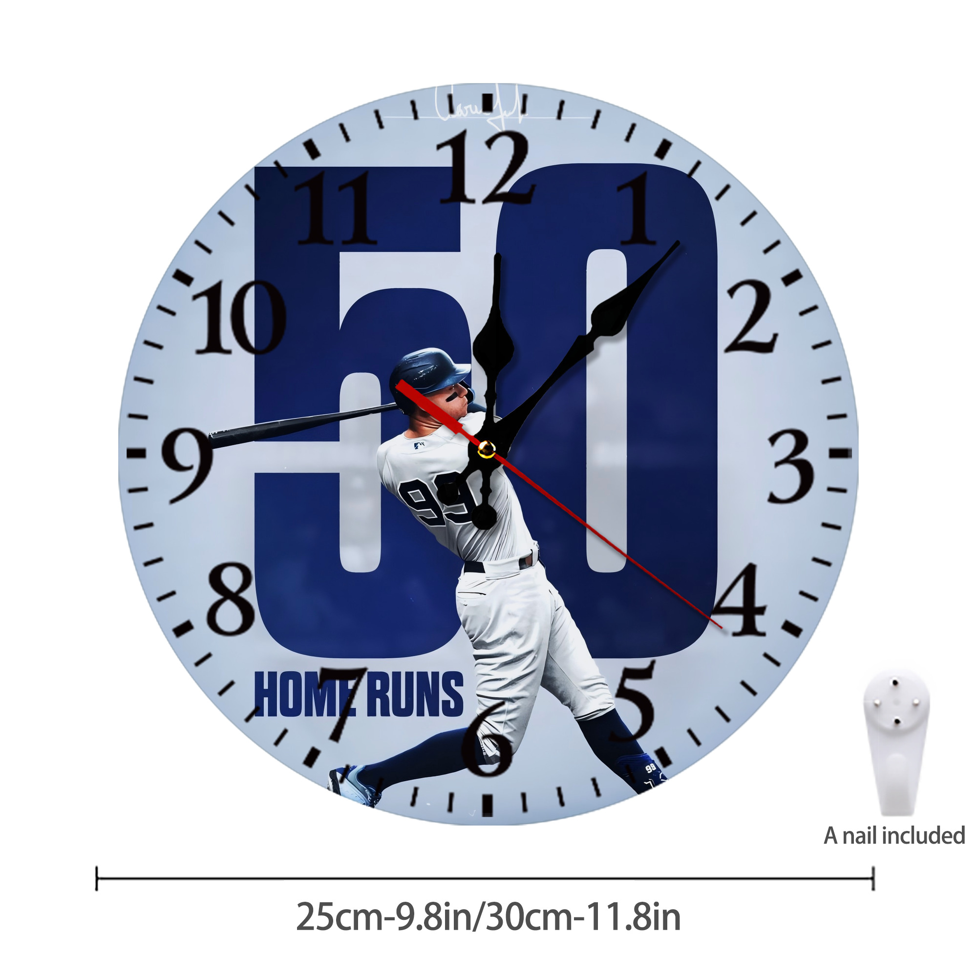 Aaron Judge 50 Home Runs 4 Silent Round Wall Clock – Modern & Stylish DIY Design, Durable Wood Construction, Easy To Install – Perfect For Office, Bedroom, Living Room, And More