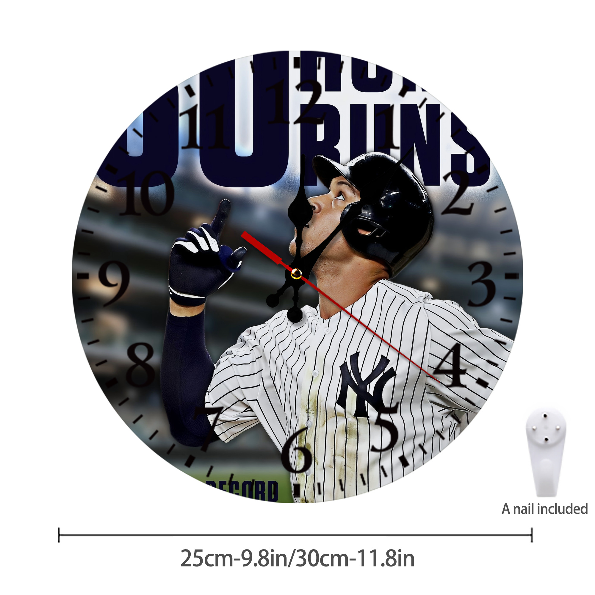 Aaron Judge 50 Home Runs 5 Silent Round Wall Clock – Modern & Stylish DIY Design, Durable Wood Construction, Easy To Install – Perfect For Office, Bedroom, Living Room, And More
