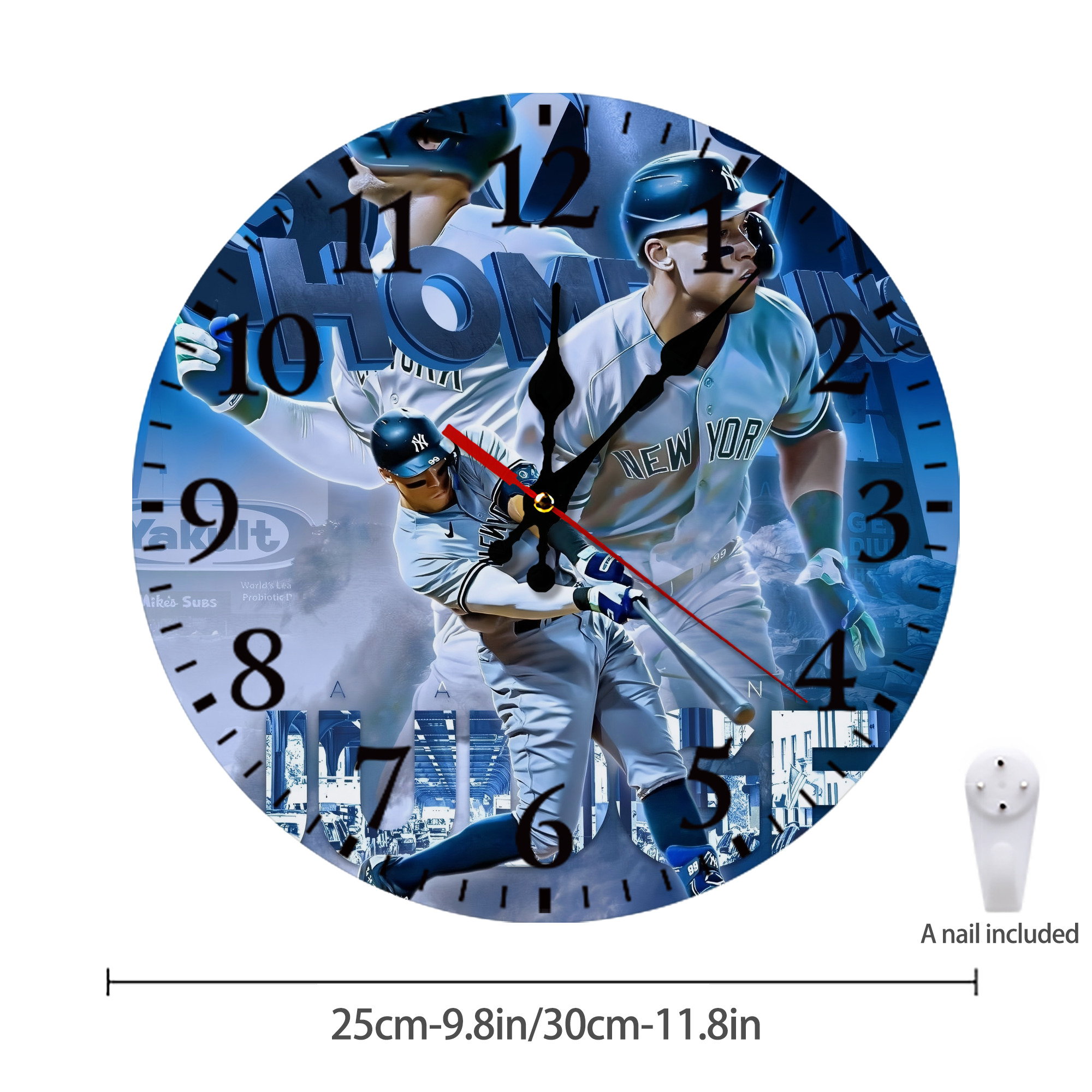 Aaron Judge 50 Home Runs Silent Round Wall Clock – Modern & Stylish DIY Design, Durable Wood Construction, Easy To Install – Perfect For Office, Bedroom, Living Room, And More
