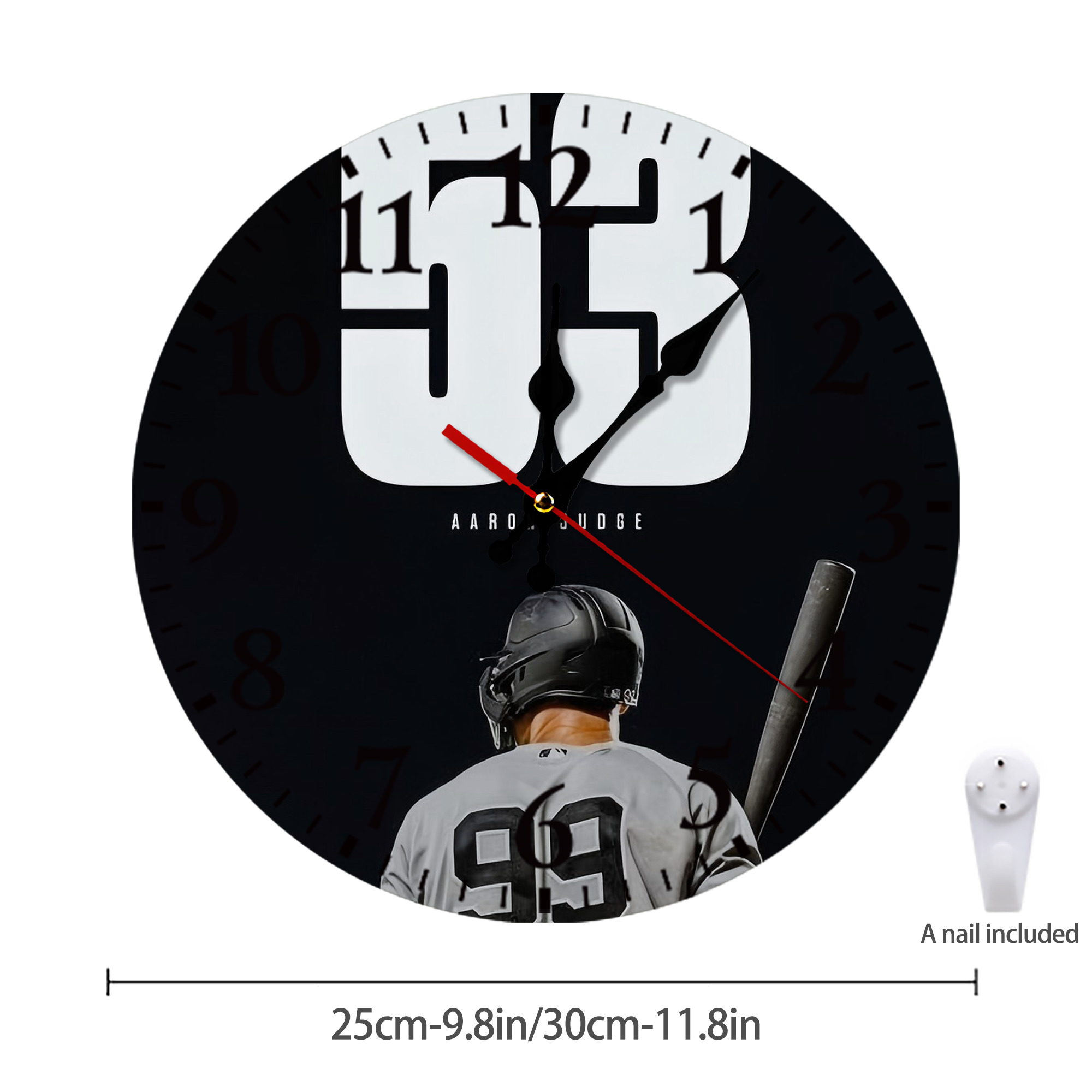 Aaron Judge 53 Home Runs Silent Round Wall Clock – Modern & Stylish DIY Design, Durable Wood Construction, Easy To Install – Perfect For Office, Bedroom, Living Room, And More