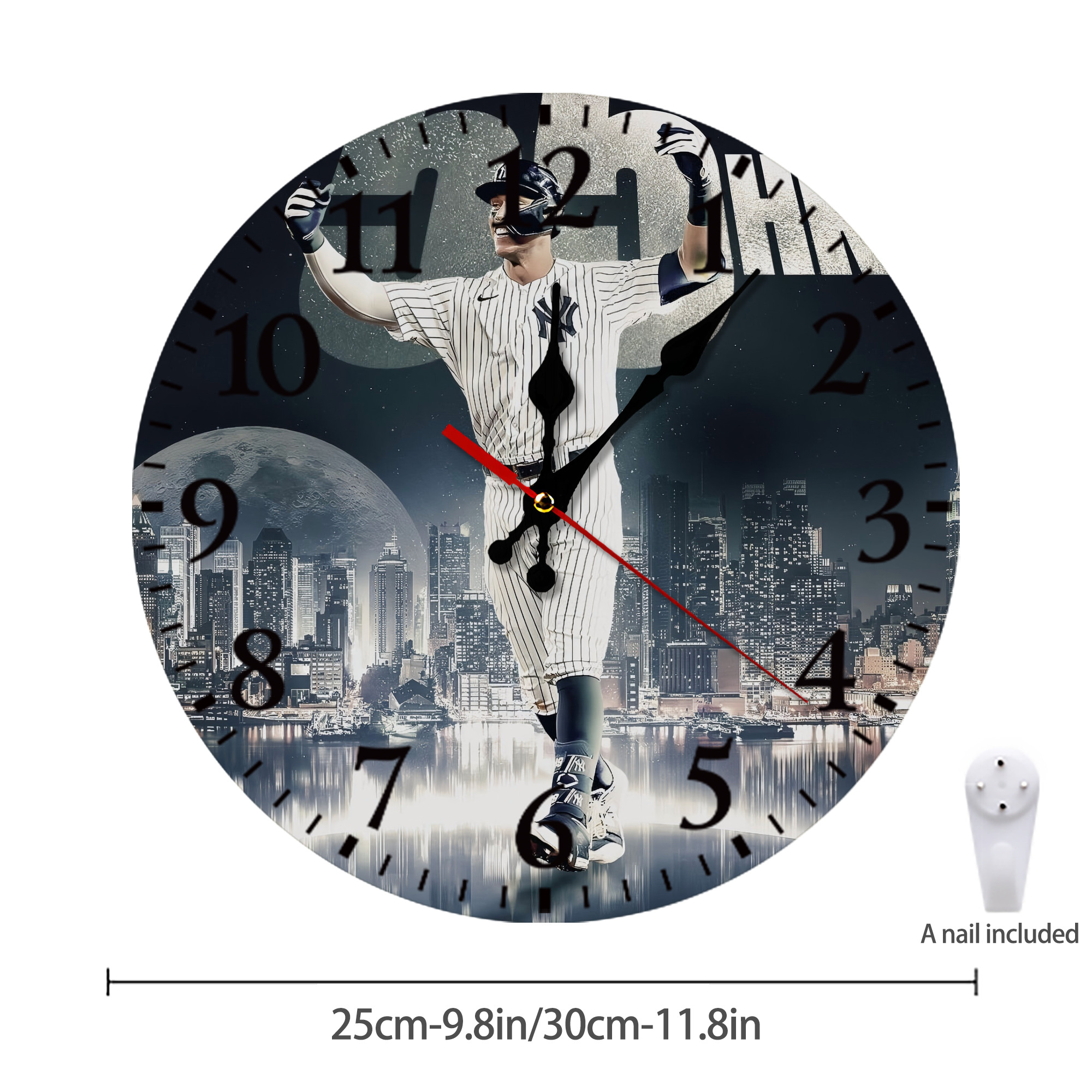 Aaron Judge 55 Home Runs Silent Round Wall Clock – Modern & Stylish DIY Design, Durable Wood Construction, Easy To Install – Perfect For Office, Bedroom, Living Room, And More