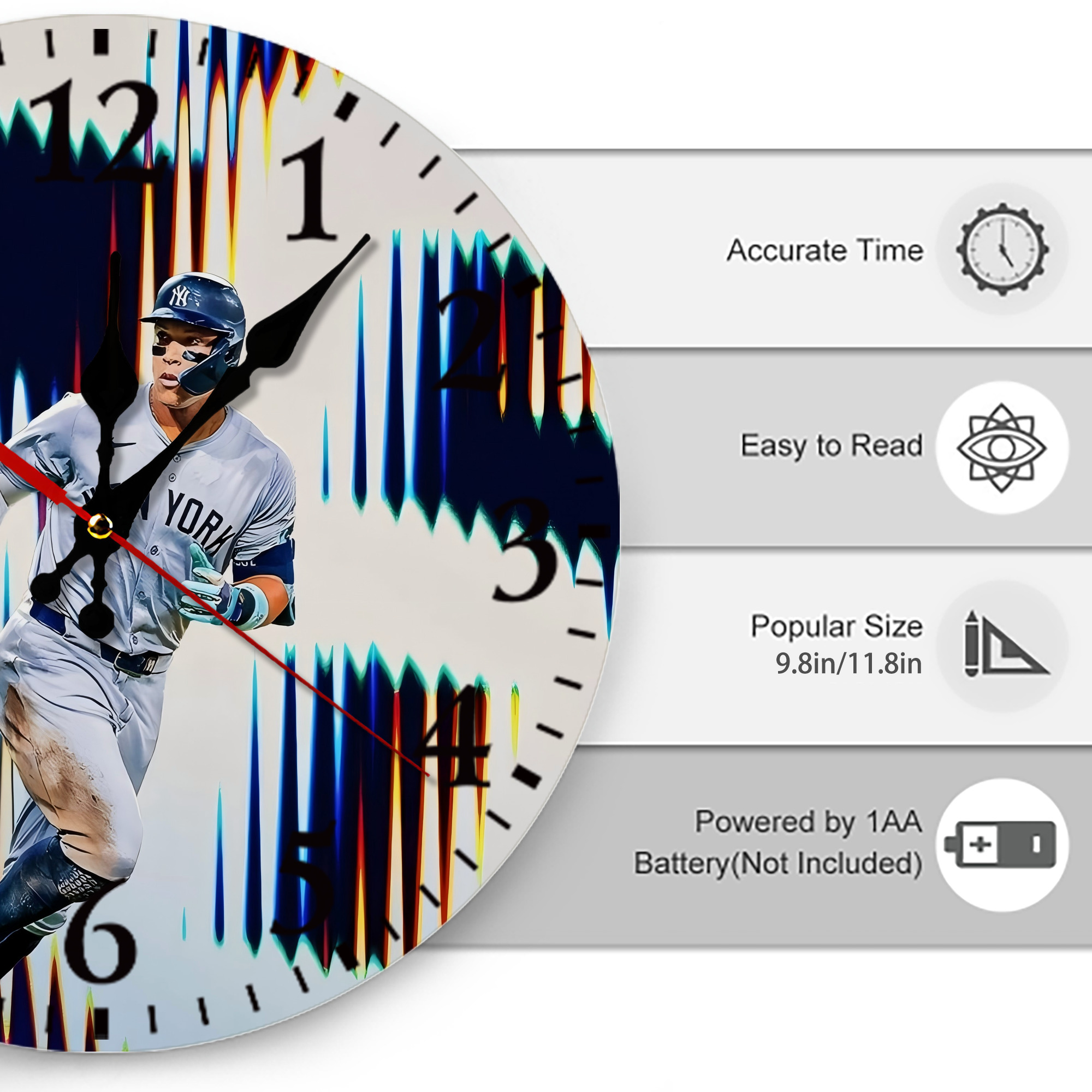 Aaron Judge 56 Home Runs Silent Round Wall Clock – Modern & Stylish DIY Design, Durable Wood Construction, Easy To Install – Perfect For Office, Bedroom, Living Room, And More