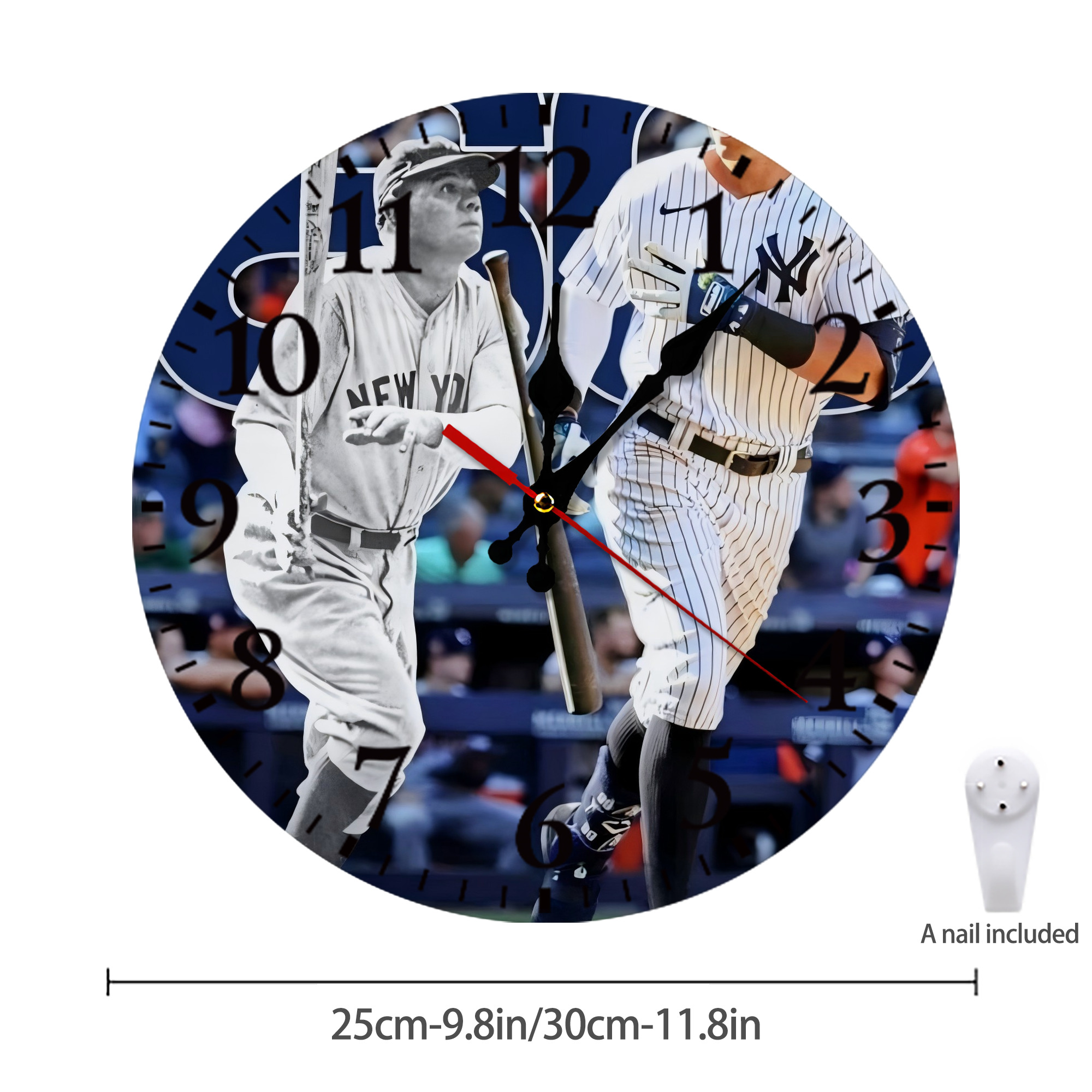 Aaron Judge 60 Home Runs 5 Silent Round Wall Clock – Modern & Stylish DIY Design, Durable Wood Construction, Easy To Install – Perfect For Office, Bedroom, Living Room, And More