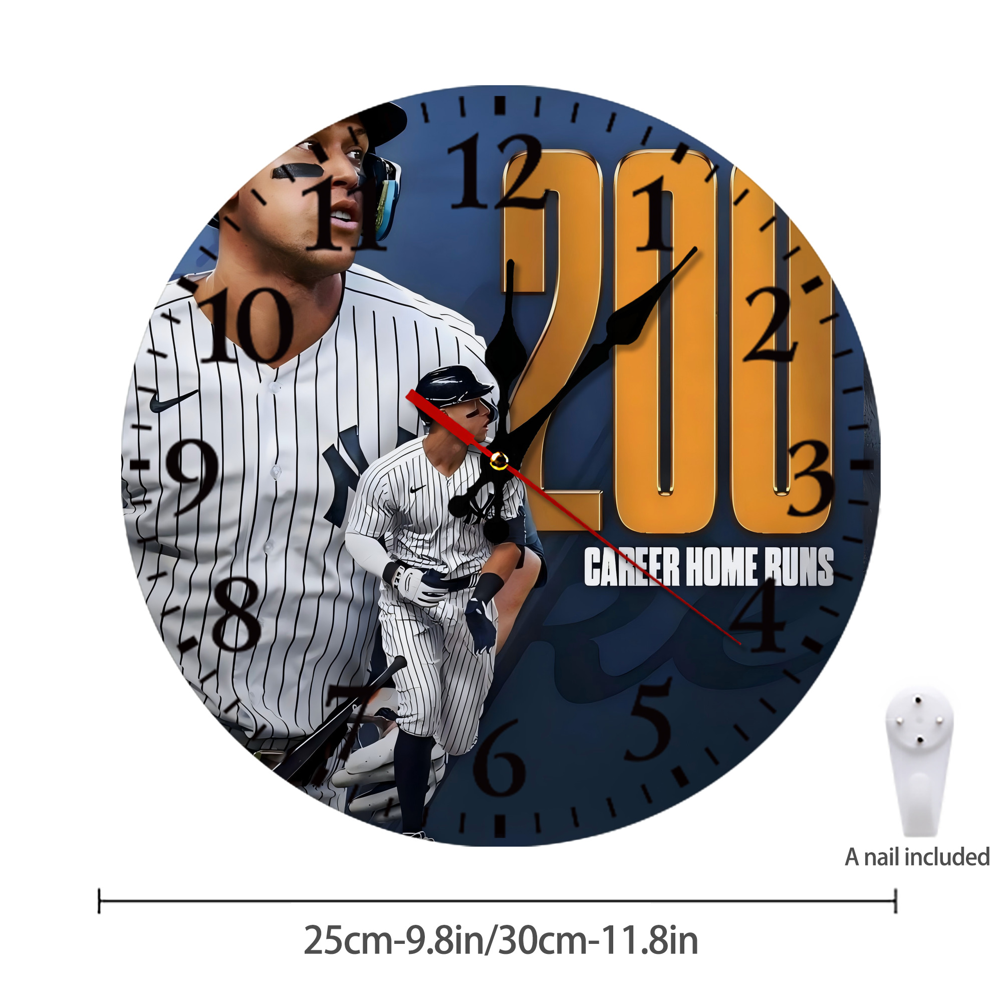 Aaron Judge 200 Home Runs 1 Silent Round Wall Clock – Modern & Stylish DIY Design, Durable Wood Construction, Easy To Install – Perfect For Office, Bedroom, Living Room, And More