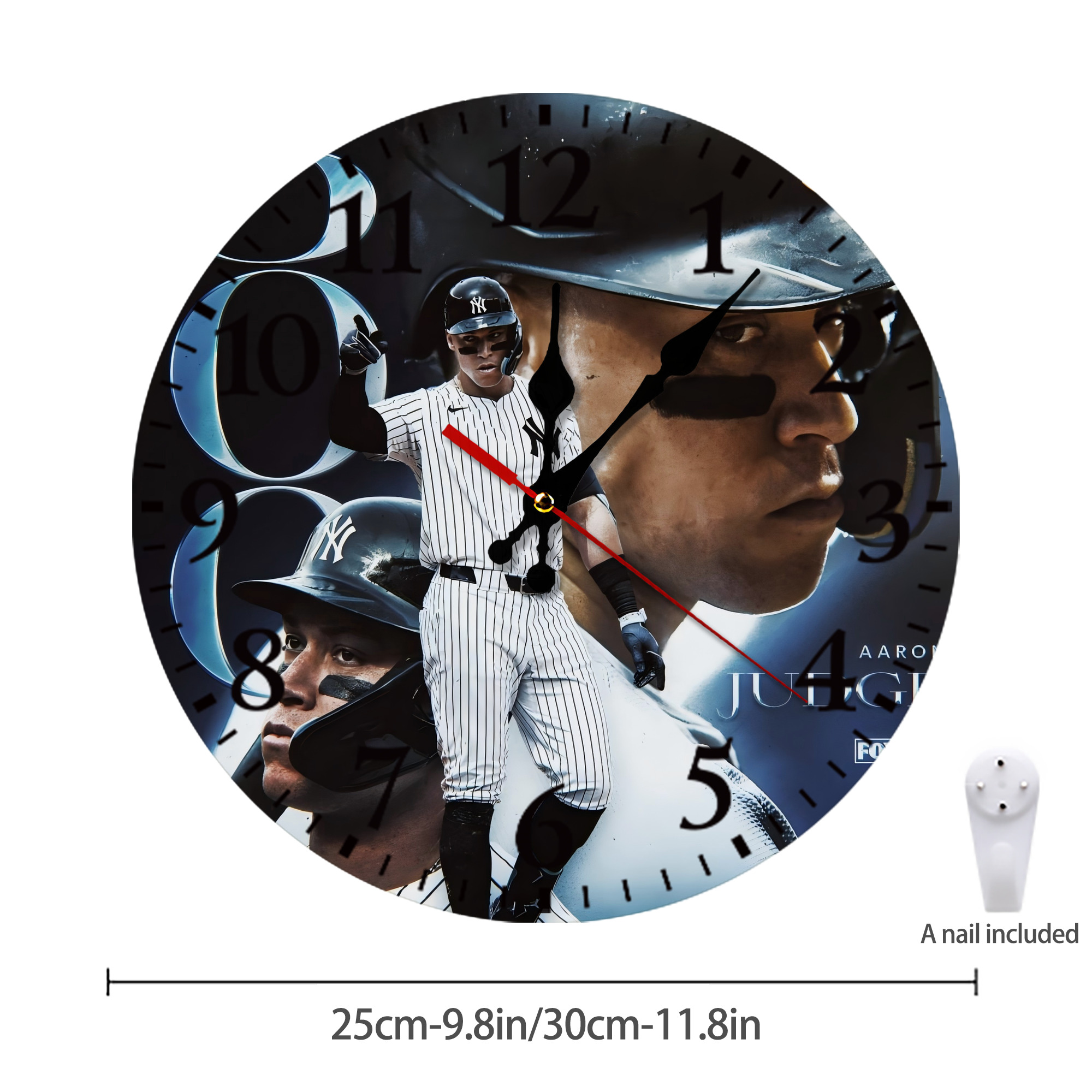 Aaron Judge 300 Home Runs 1 Silent Round Wall Clock – Modern & Stylish DIY Design, Durable Wood Construction, Easy To Install – Perfect For Office, Bedroom, Living Room, And More