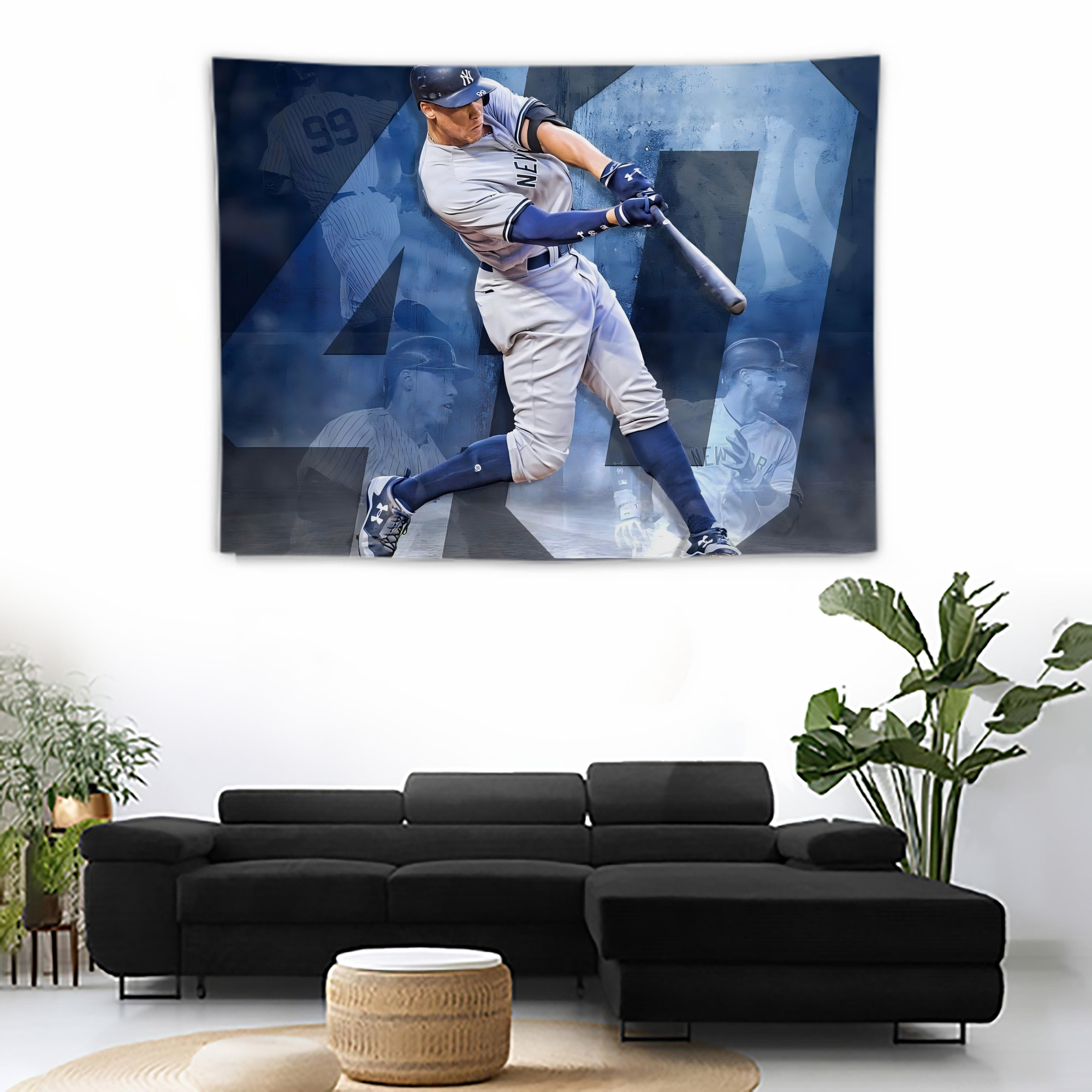 Aaron Judge 40 Home Runs 1 Wall Tapestry For Bedroom Aesthetic – Boho Style Polyester Fabric Wall Hanging With Hooks – 60 X 90 Inch Large Size, Lightweight, Durable, Easy To Hang