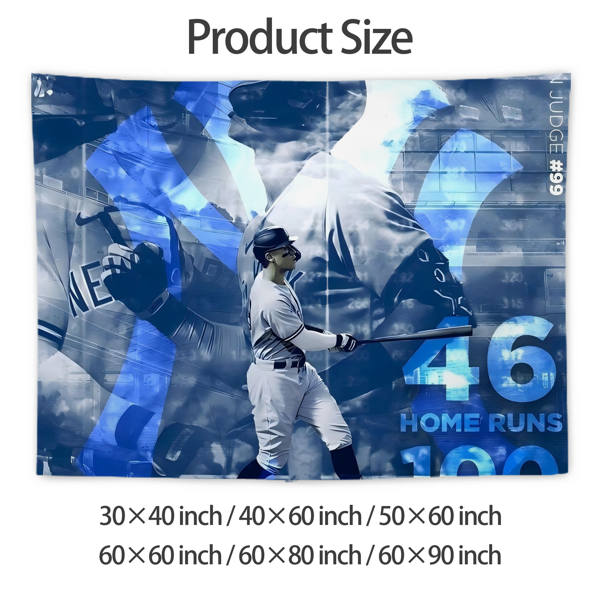 Aaron Judge 46 Home Runs Wall Tapestry For Bedroom Aesthetic – Boho Style Polyester Fabric Wall Hanging With Hooks – 60 X 90 Inch Large Size, Lightweight, Durable, Easy To Hang