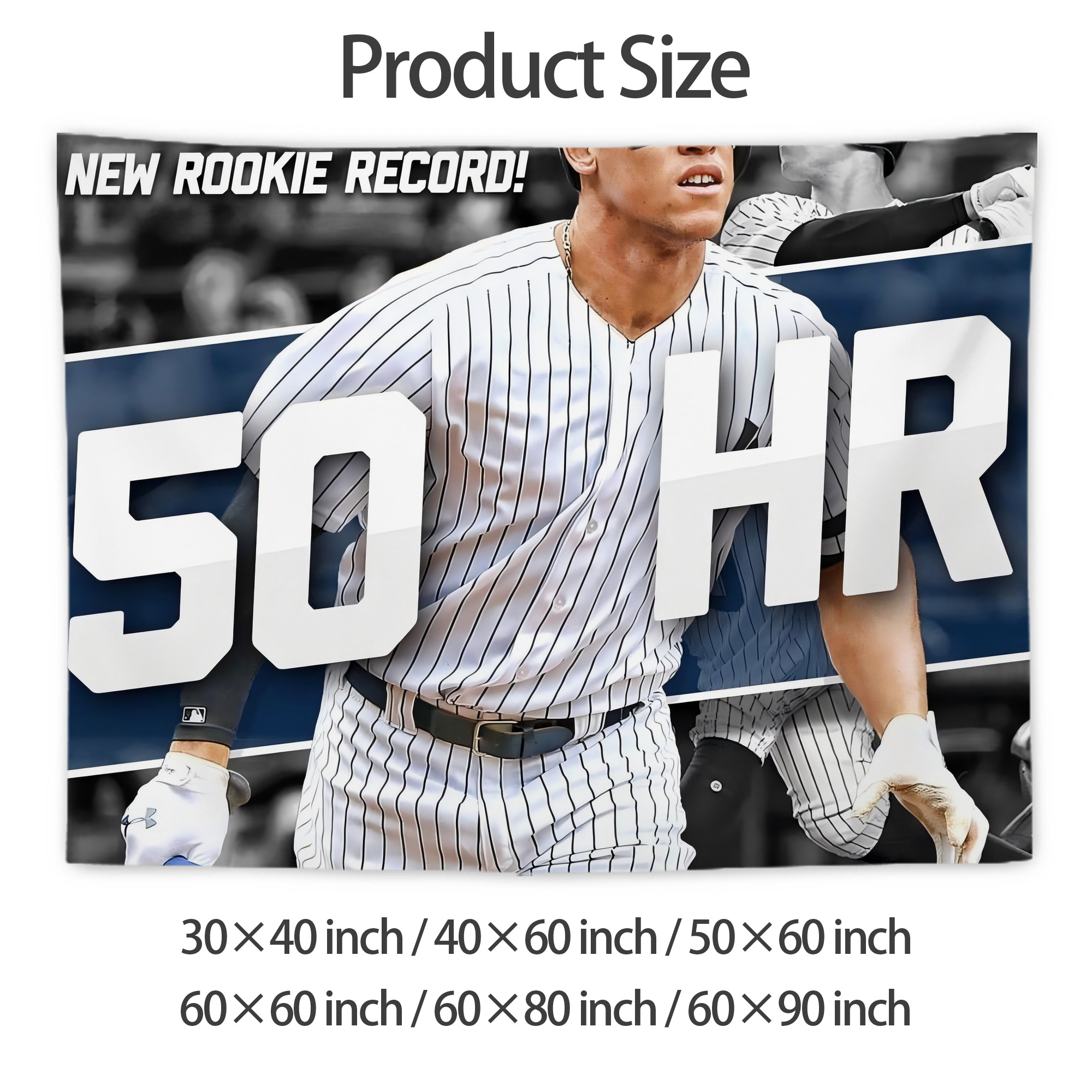 Aaron Judge 50 Home Runs 2 Wall Tapestry For Bedroom Aesthetic – Boho Style Polyester Fabric Wall Hanging With Hooks – 60 X 90 Inch Large Size, Lightweight, Durable, Easy To Hang