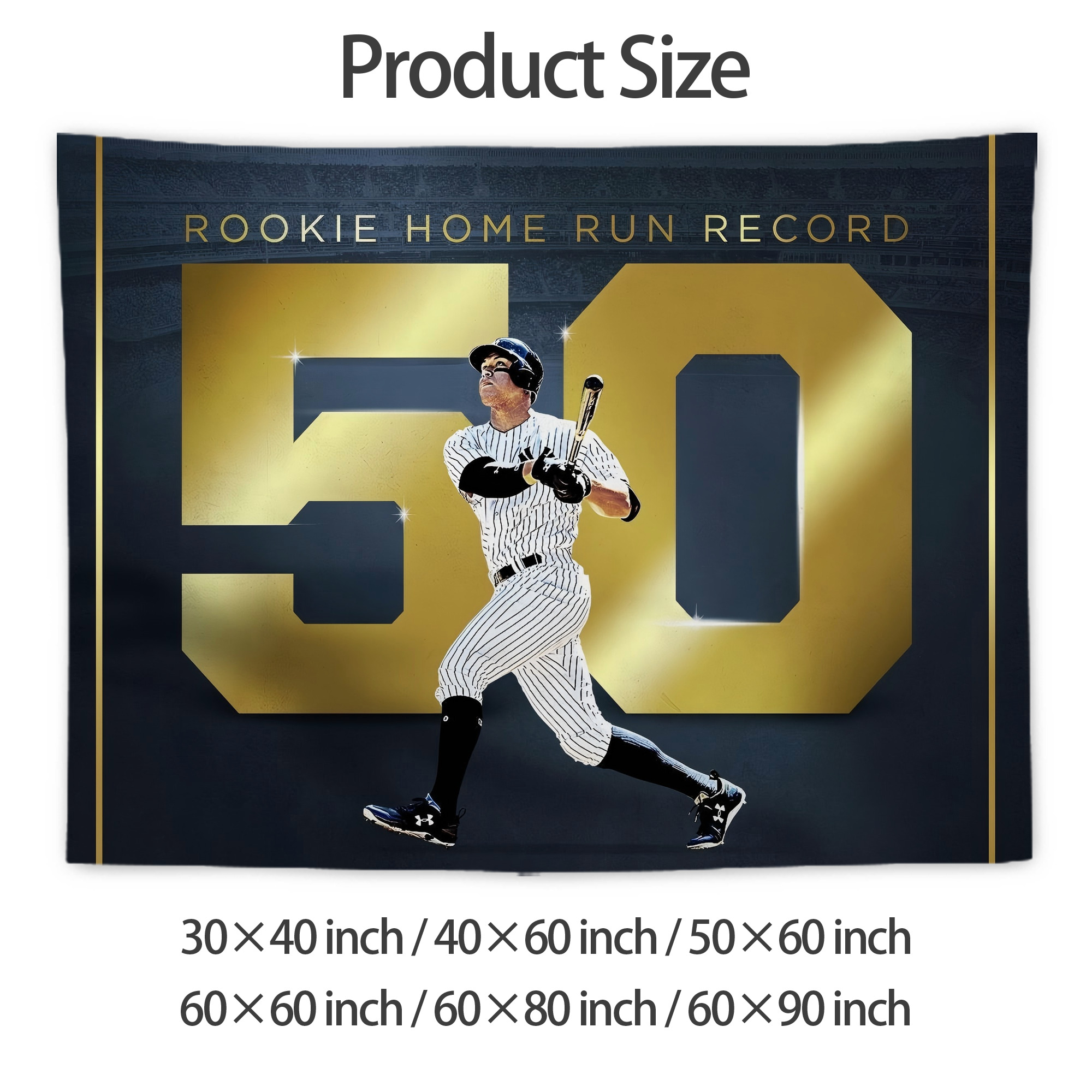 Aaron Judge 50 Home Runs 3 Wall Tapestry For Bedroom Aesthetic – Boho Style Polyester Fabric Wall Hanging With Hooks – 60 X 90 Inch Large Size, Lightweight, Durable, Easy To Hang