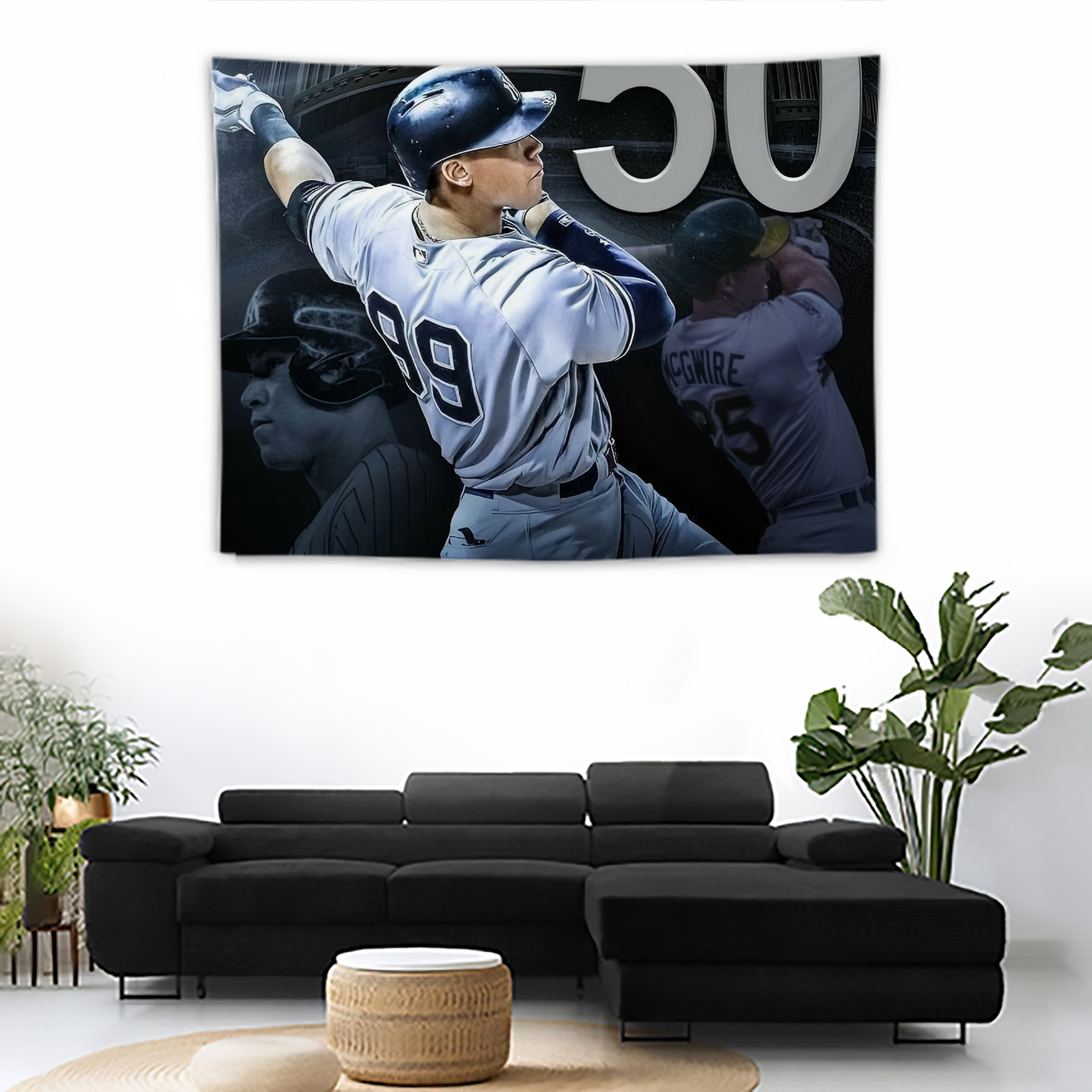 Aaron Judge 50 Home Runs 6 Wall Tapestry For Bedroom Aesthetic – Boho Style Polyester Fabric Wall Hanging With Hooks – 60 X 90 Inch Large Size, Lightweight, Durable, Easy To Hang