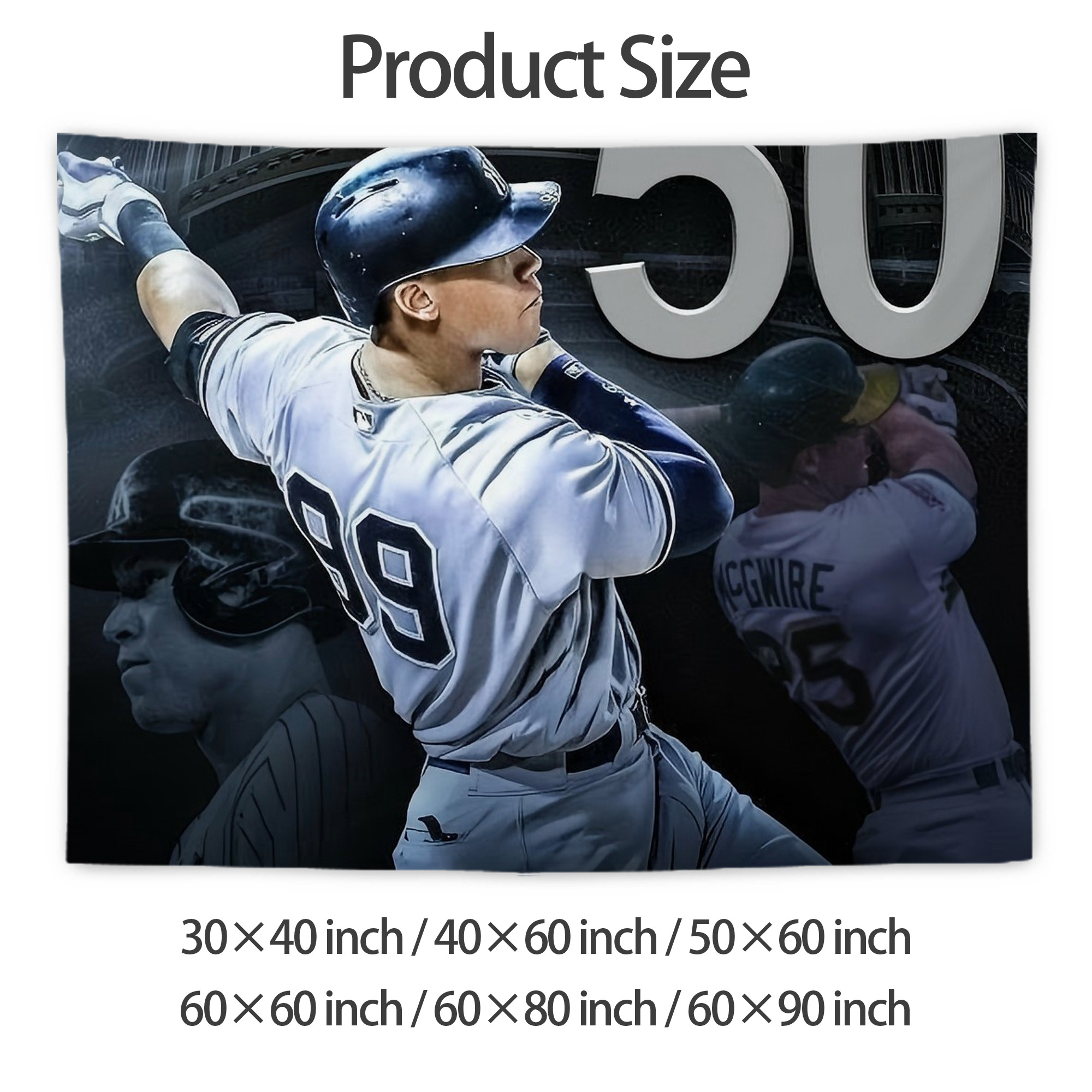 Aaron Judge 50 Home Runs 6 Wall Tapestry For Bedroom Aesthetic – Boho Style Polyester Fabric Wall Hanging With Hooks – 60 X 90 Inch Large Size, Lightweight, Durable, Easy To Hang
