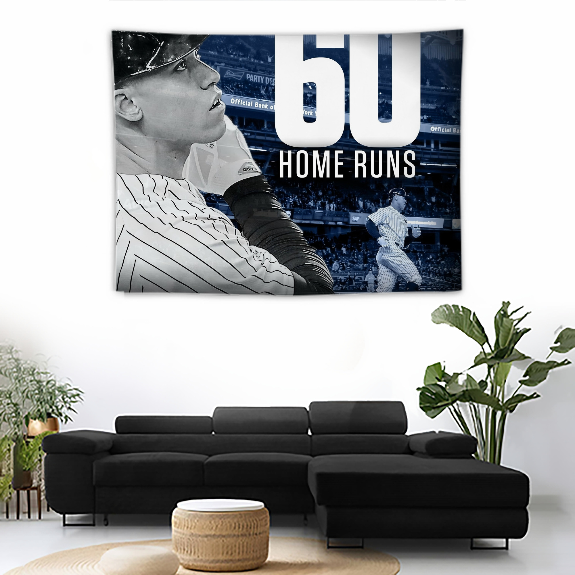 Aaron Judge 60 Home Runs 1 Wall Tapestry For Bedroom Aesthetic – Boho Style Polyester Fabric Wall Hanging With Hooks – 60 X 90 Inch Large Size, Lightweight, Durable, Easy To Hang