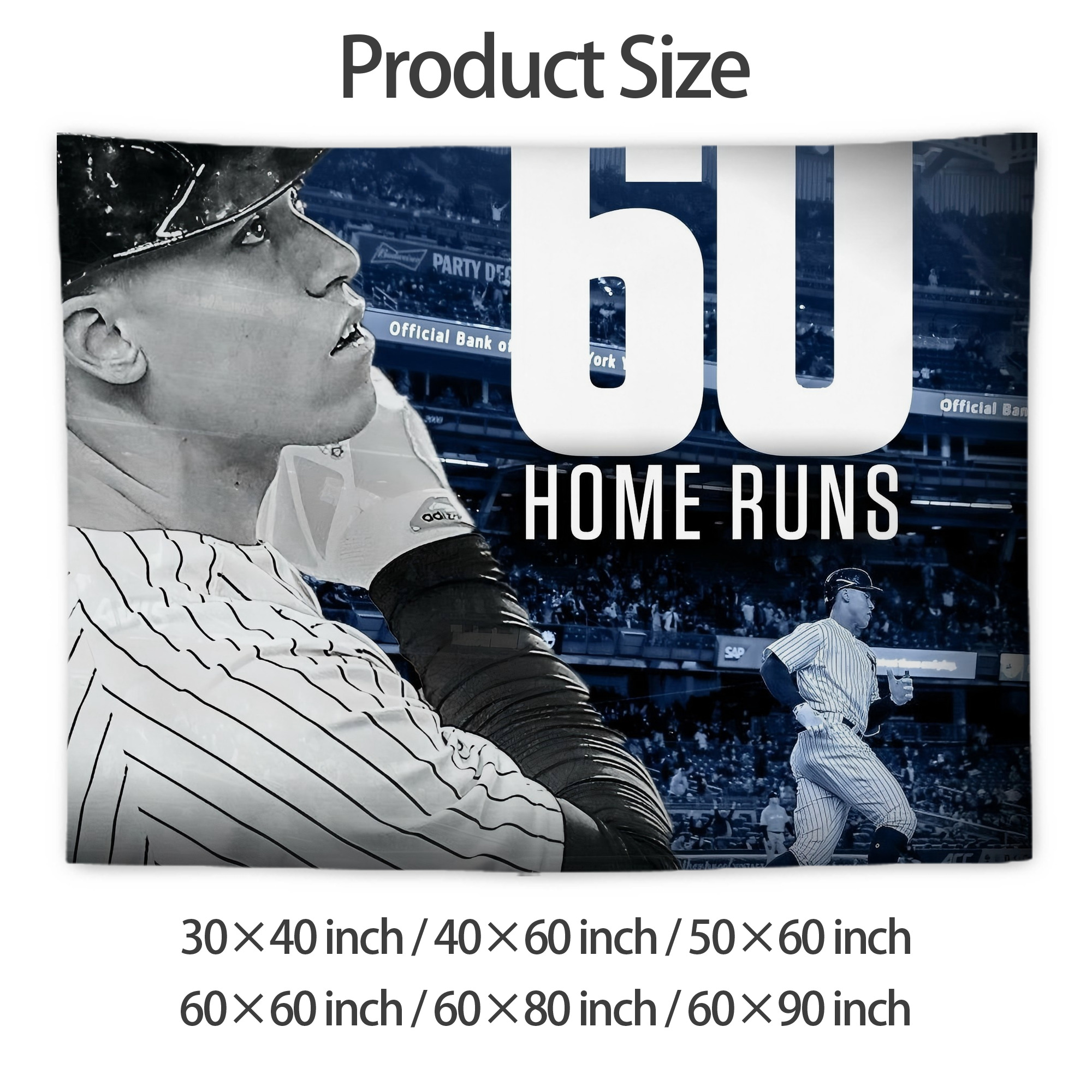 Aaron Judge 60 Home Runs 1 Wall Tapestry For Bedroom Aesthetic – Boho Style Polyester Fabric Wall Hanging With Hooks – 60 X 90 Inch Large Size, Lightweight, Durable, Easy To Hang