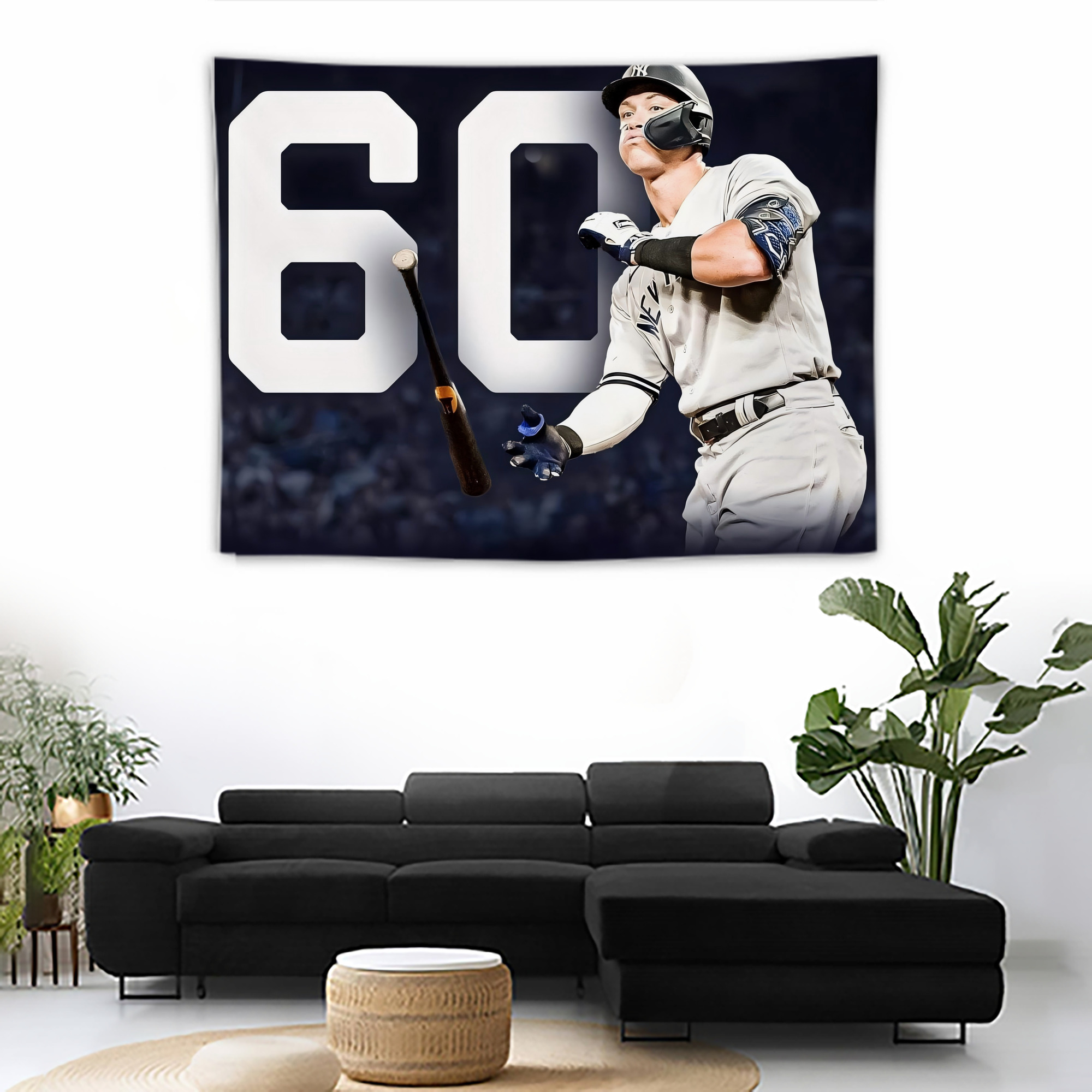 Aaron Judge 60 Home Runs 4 Wall Tapestry For Bedroom Aesthetic – Boho Style Polyester Fabric Wall Hanging With Hooks – 60 X 90 Inch Large Size, Lightweight, Durable, Easy To Hang