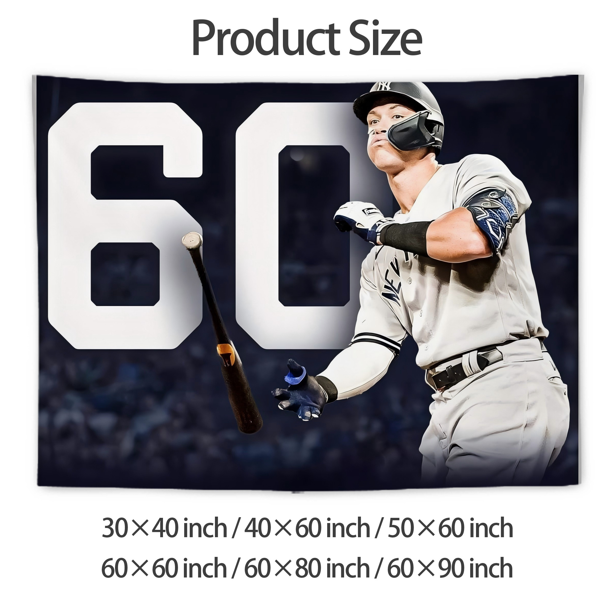Aaron Judge 60 Home Runs 4 Wall Tapestry For Bedroom Aesthetic – Boho Style Polyester Fabric Wall Hanging With Hooks – 60 X 90 Inch Large Size, Lightweight, Durable, Easy To Hang