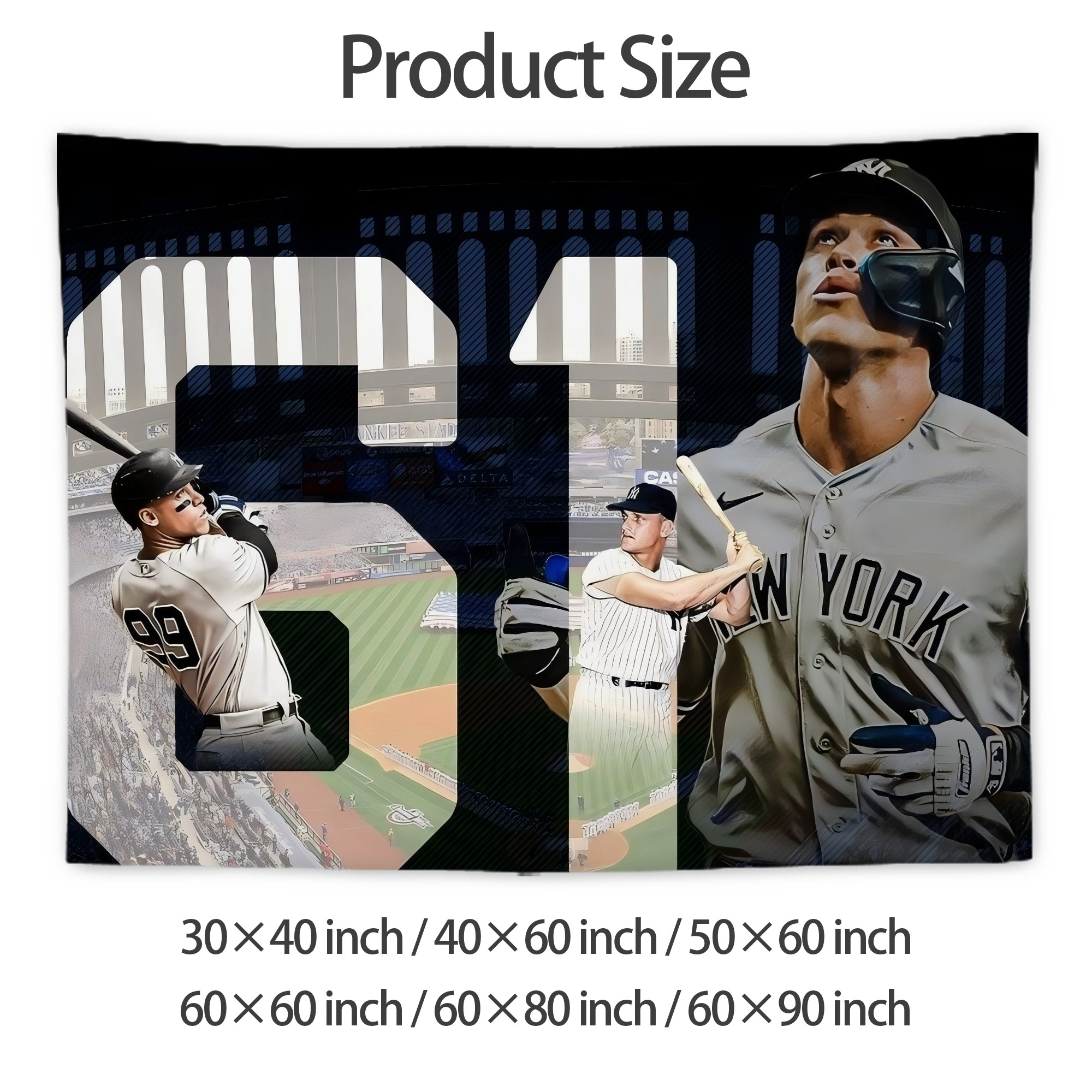 Aaron Judge 61 Home Runs 1 Wall Tapestry For Bedroom Aesthetic – Boho Style Polyester Fabric Wall Hanging With Hooks – 60 X 90 Inch Large Size, Lightweight, Durable, Easy To Hang