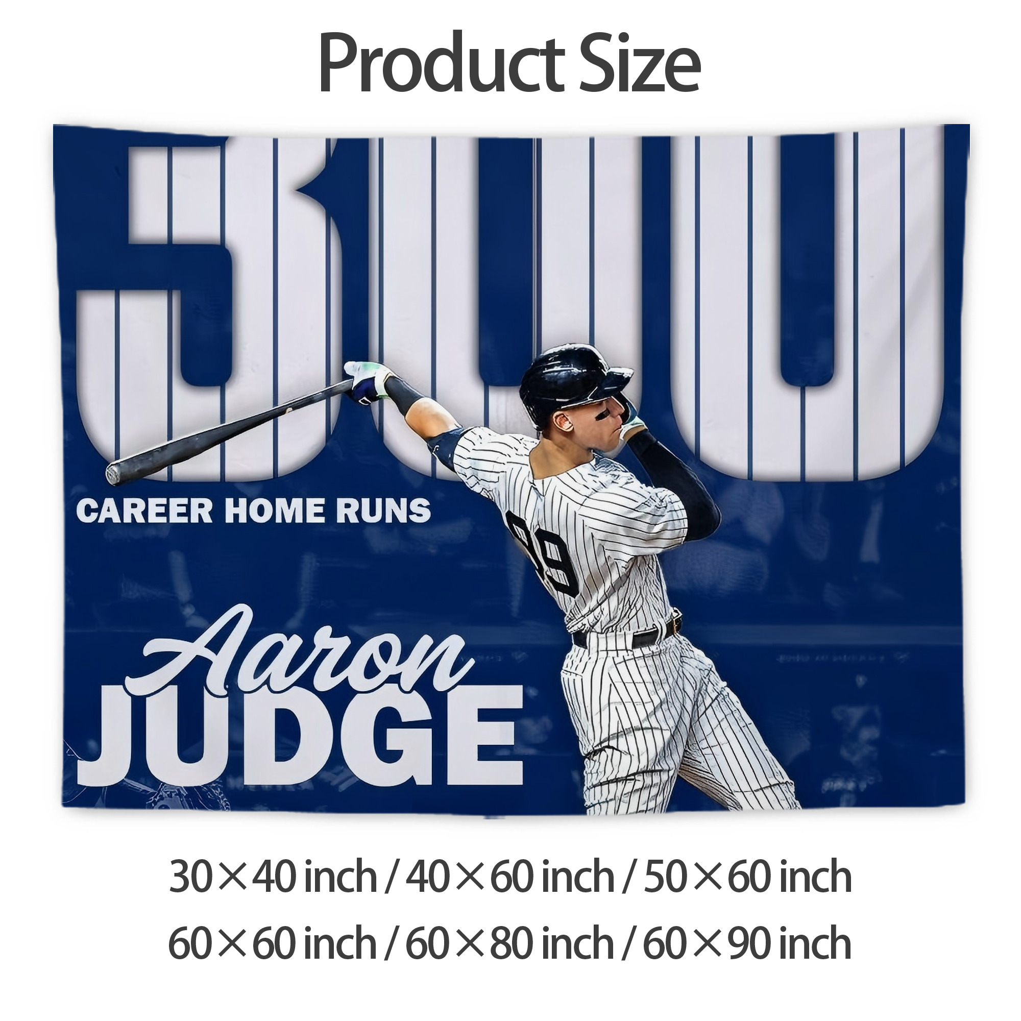 Aaron Judge 300 Home Runs Wall Tapestry For Bedroom Aesthetic – Boho Style Polyester Fabric Wall Hanging With Hooks – 60 X 90 Inch Large Size, Lightweight, Durable, Easy To Hang