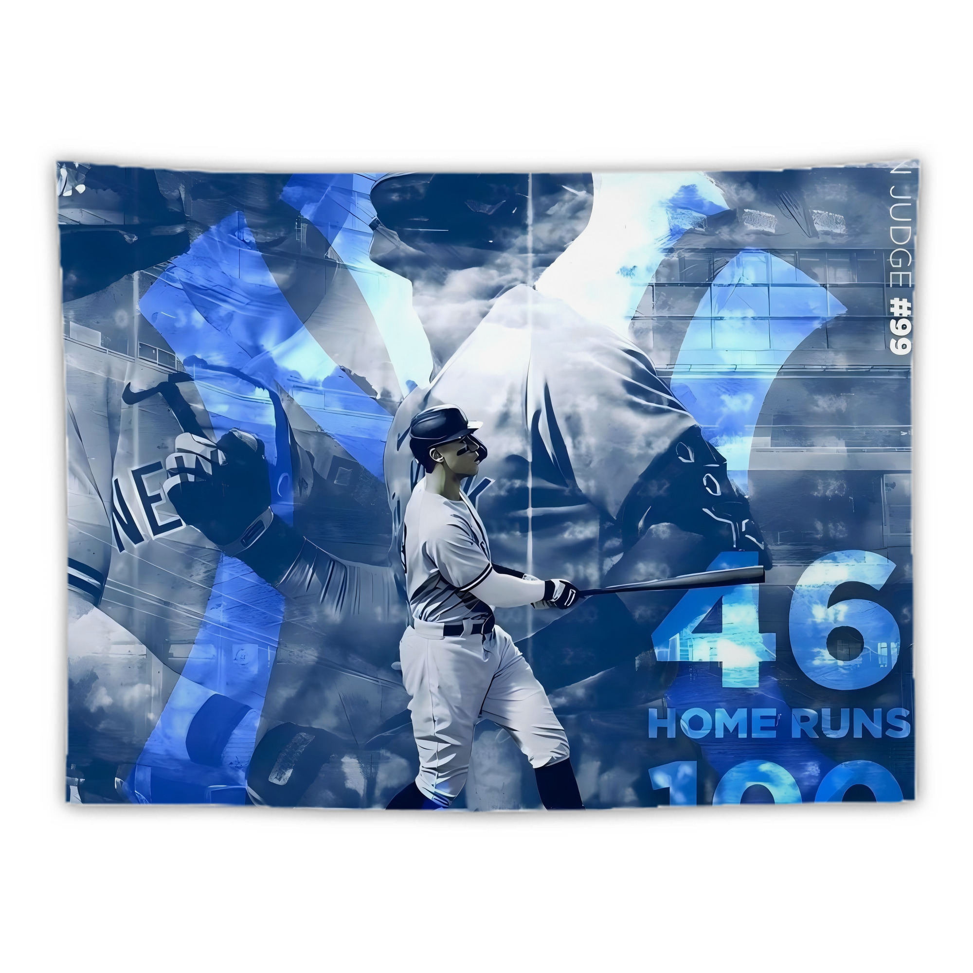 Aaron Judge 46 Home Runs Wall Tapestry For Bedroom Aesthetic – Boho Style Polyester Fabric Wall Hanging With Hooks – 60 X 90 Inch Large Size, Lightweight, Durable, Easy To Hang