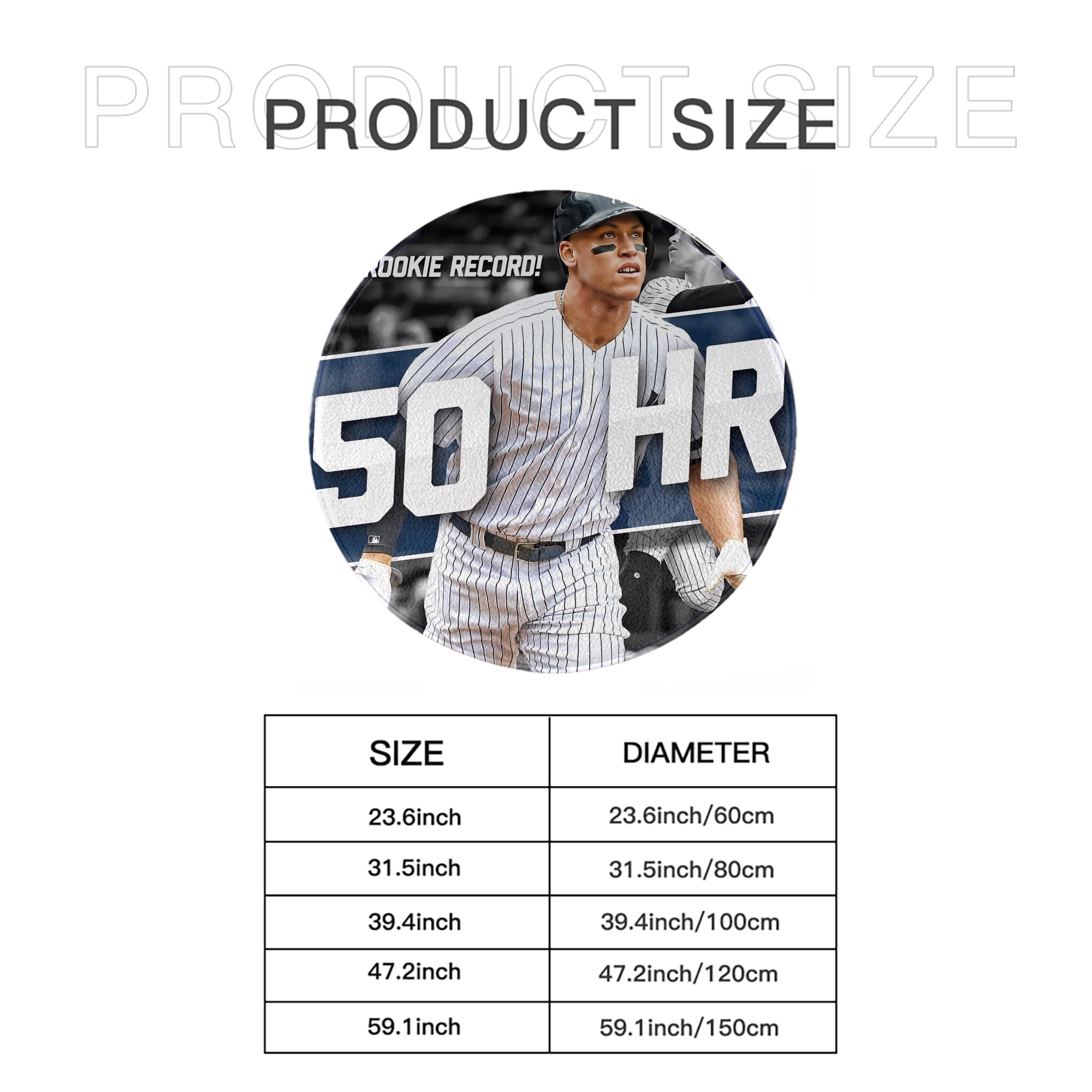 Aaron Judge 50 Home Runs 2 Round Floor Mat – Soft Flannel & High-Density Sponge Core – Non-Slip Dot Backing – Durable Stitched Edges – Quick-Dry & Breathable – Perfect For Home, Bathroom & Living Room
