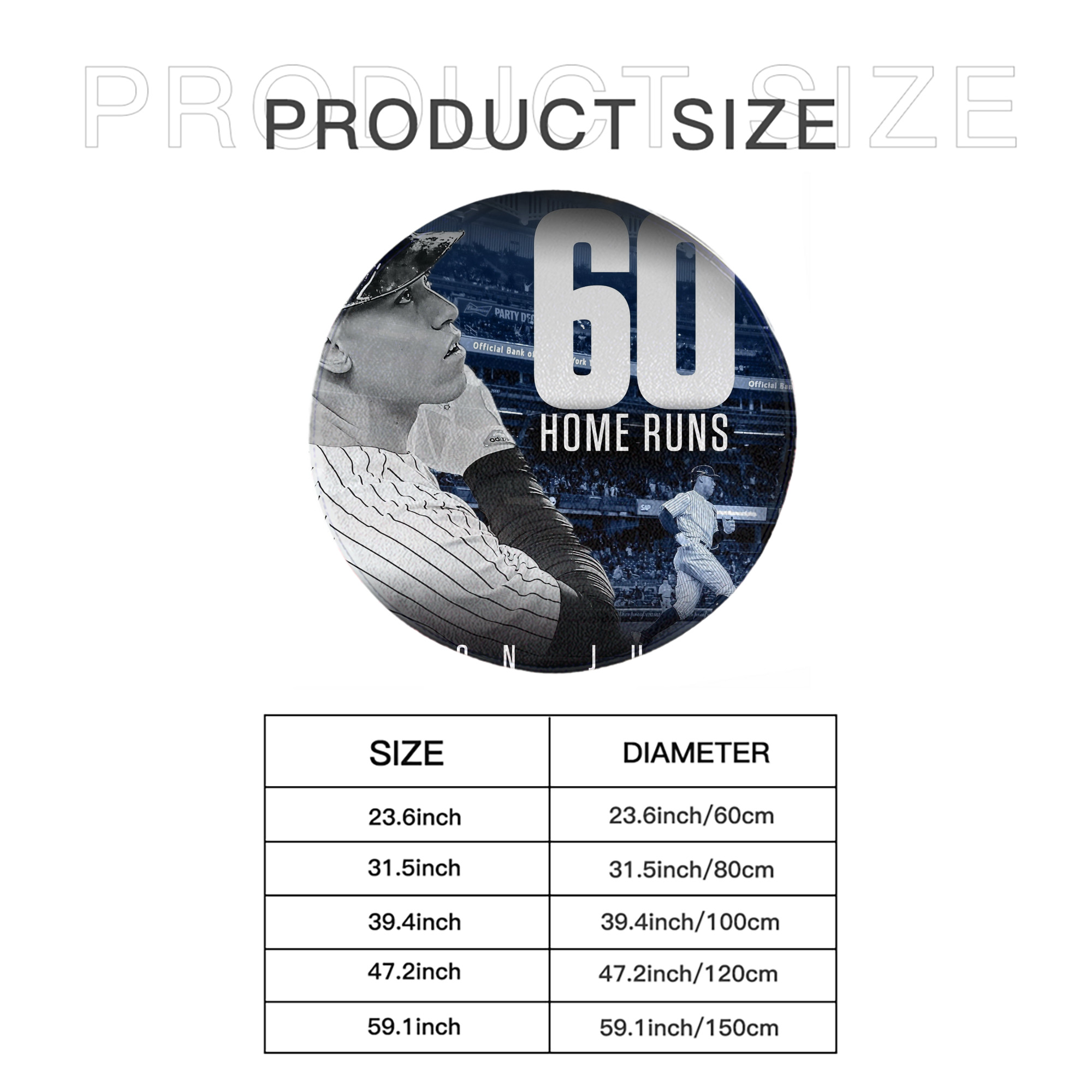 Aaron Judge 60 Home Runs 1 Round Floor Mat – Soft Flannel & High-Density Sponge Core – Non-Slip Dot Backing – Durable Stitched Edges – Quick-Dry & Breathable – Perfect For Home, Bathroom & Living Room