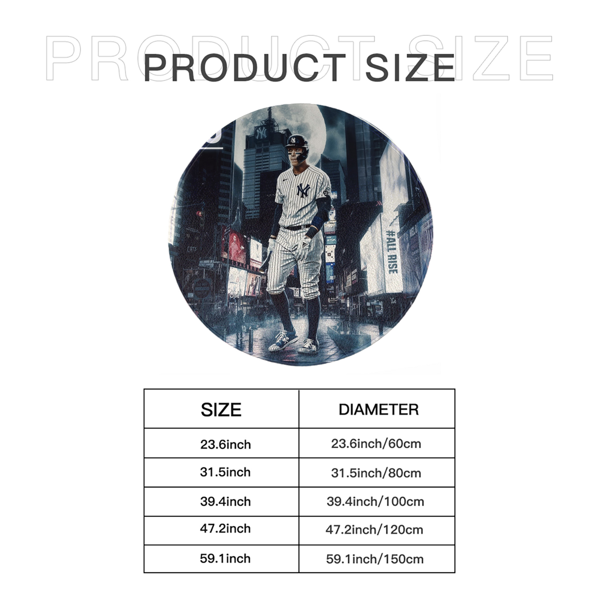 Aaron Judge 60 Home Runs 6 Round Floor Mat – Soft Flannel & High-Density Sponge Core – Non-Slip Dot Backing – Durable Stitched Edges – Quick-Dry & Breathable – Perfect For Home, Bathroom & Living Room