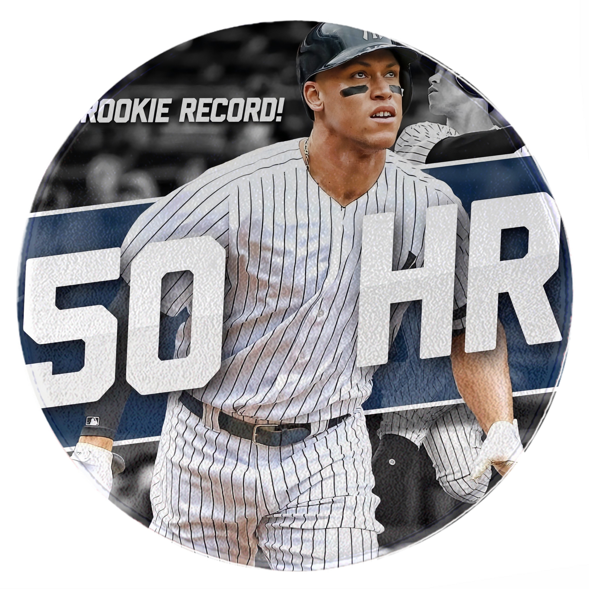 Aaron Judge 50 Home Runs 2 Round Floor Mat – Soft Flannel & High-Density Sponge Core – Non-Slip Dot Backing – Durable Stitched Edges – Quick-Dry & Breathable – Perfect For Home, Bathroom & Living Room