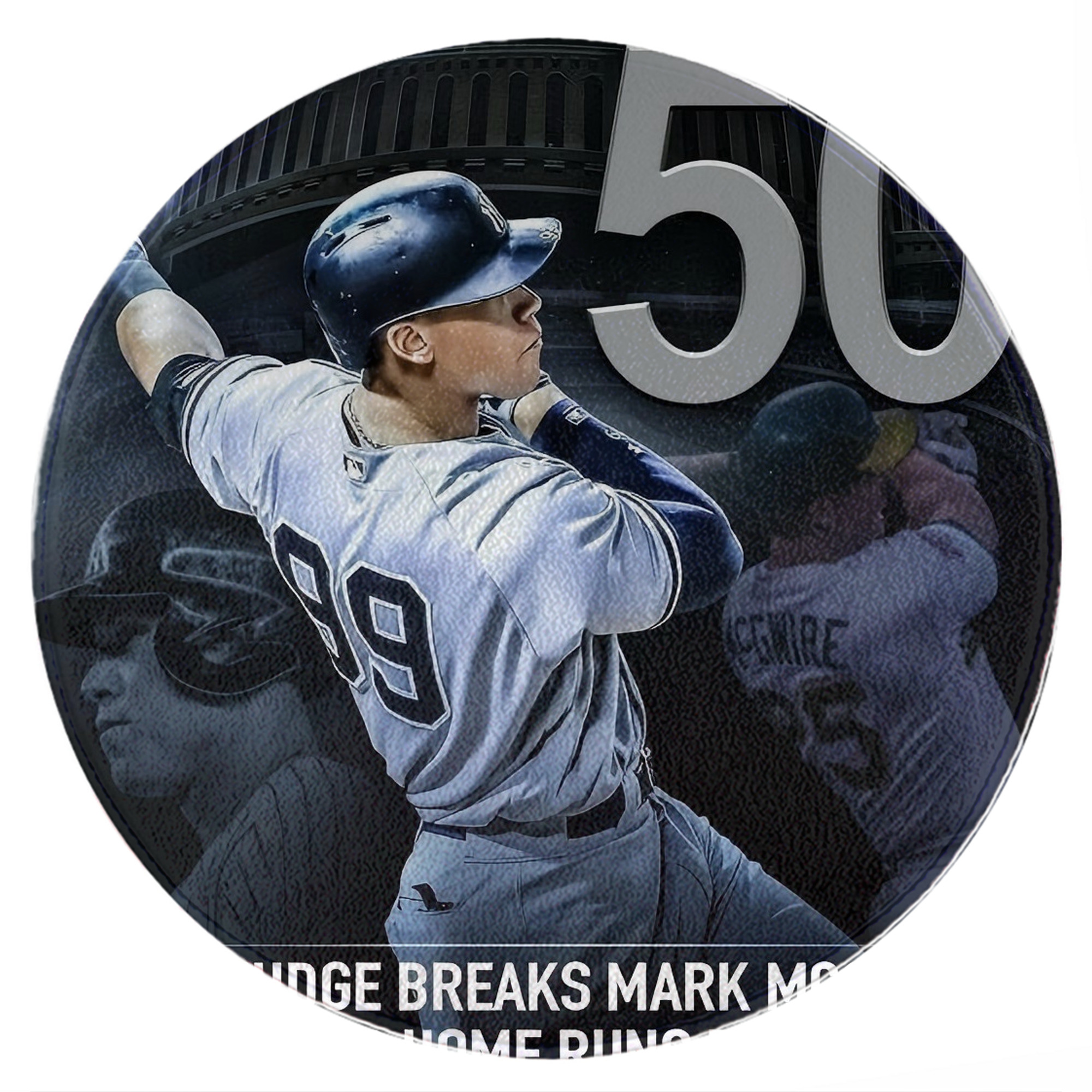 Aaron Judge 50 Home Runs 6 Round Floor Mat – Soft Flannel & High-Density Sponge Core – Non-Slip Dot Backing – Durable Stitched Edges – Quick-Dry & Breathable – Perfect For Home, Bathroom & Living Room