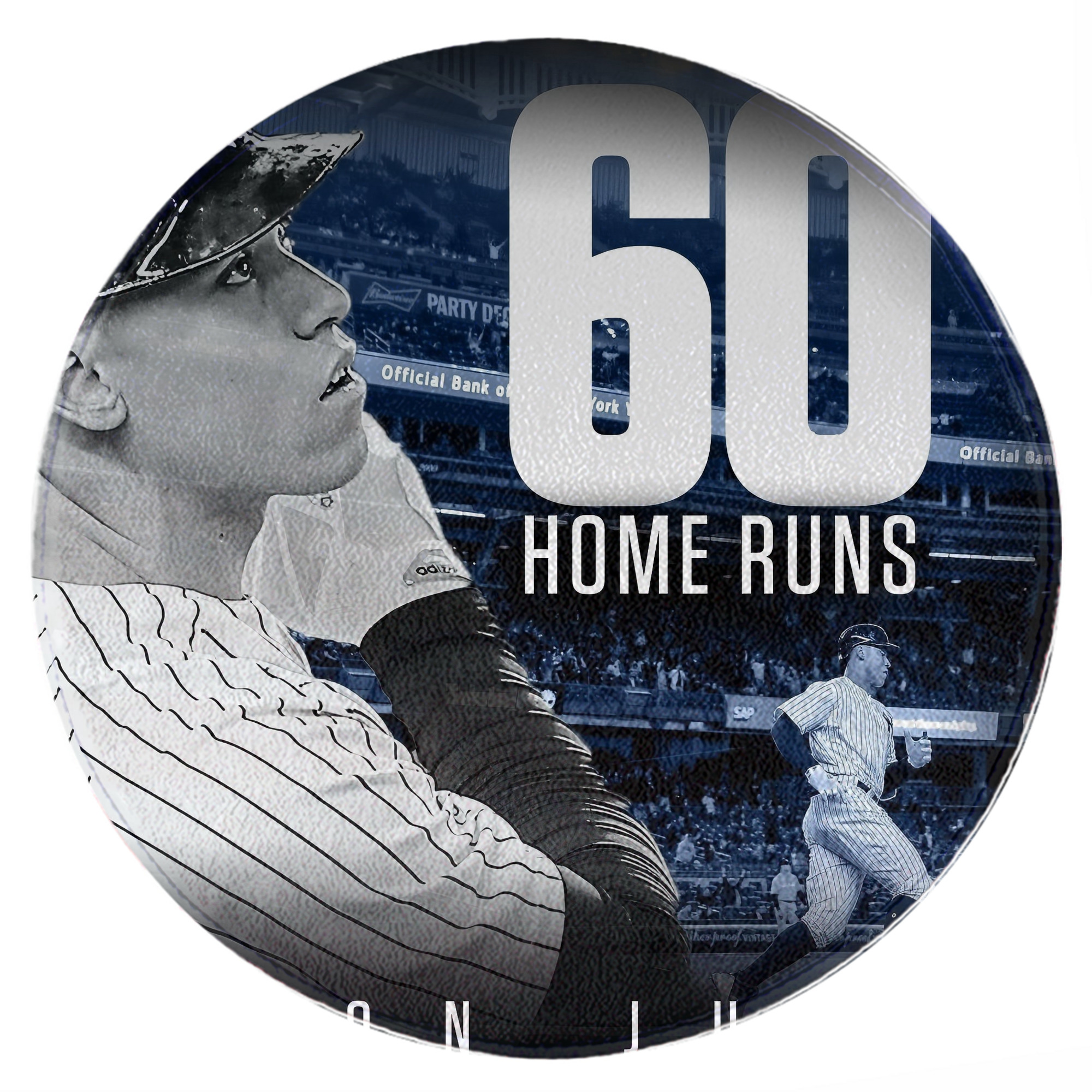 Aaron Judge 60 Home Runs 1 Round Floor Mat – Soft Flannel & High-Density Sponge Core – Non-Slip Dot Backing – Durable Stitched Edges – Quick-Dry & Breathable – Perfect For Home, Bathroom & Living Room
