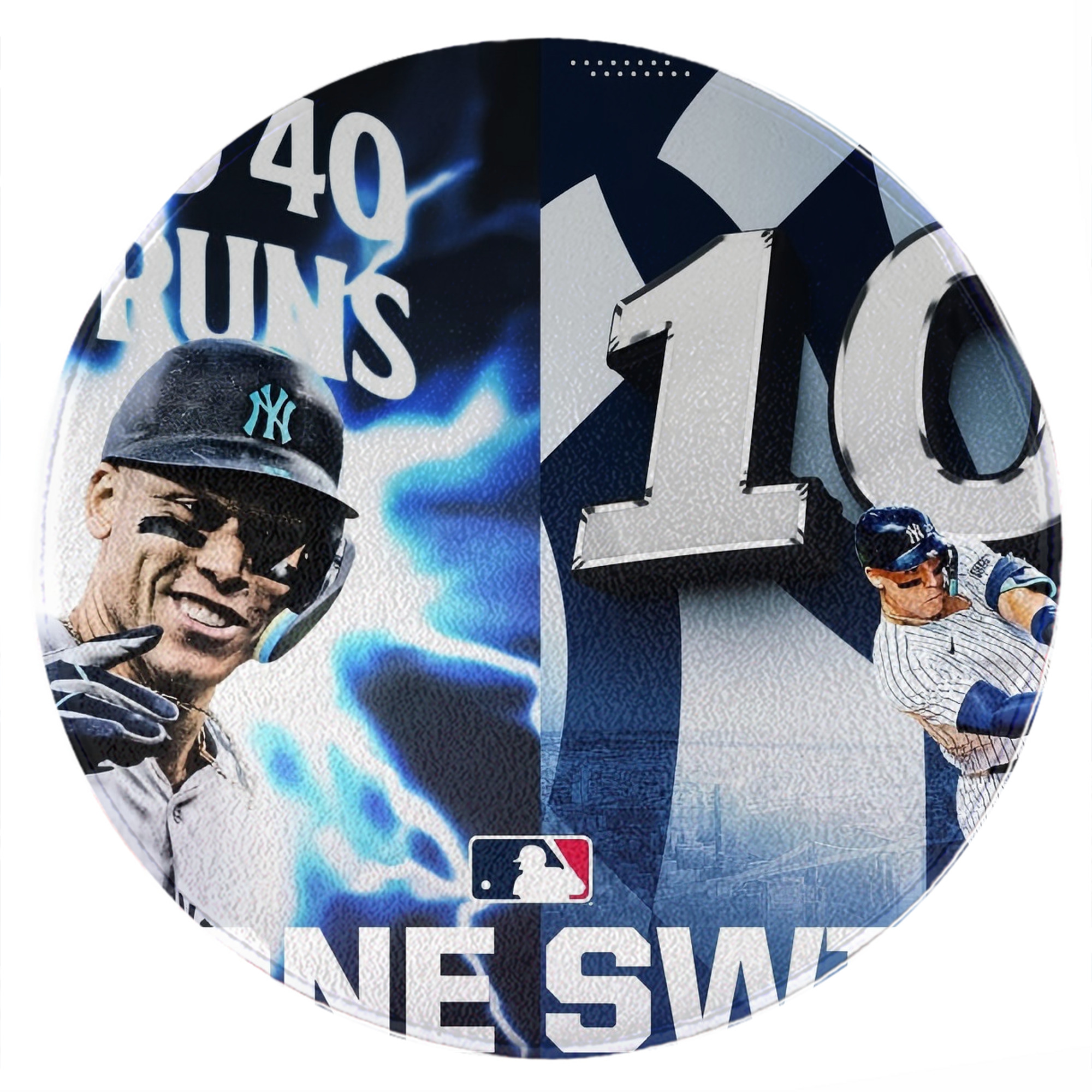 Aaron Judge First to 40 Home Runs In One Swing Round Floor Mat – Soft Flannel & High-Density Sponge Core – Non-Slip Dot Backing – Durable Stitched Edges – Quick-Dry & Breathable – Perfect For Home, Bathroom & Living Room