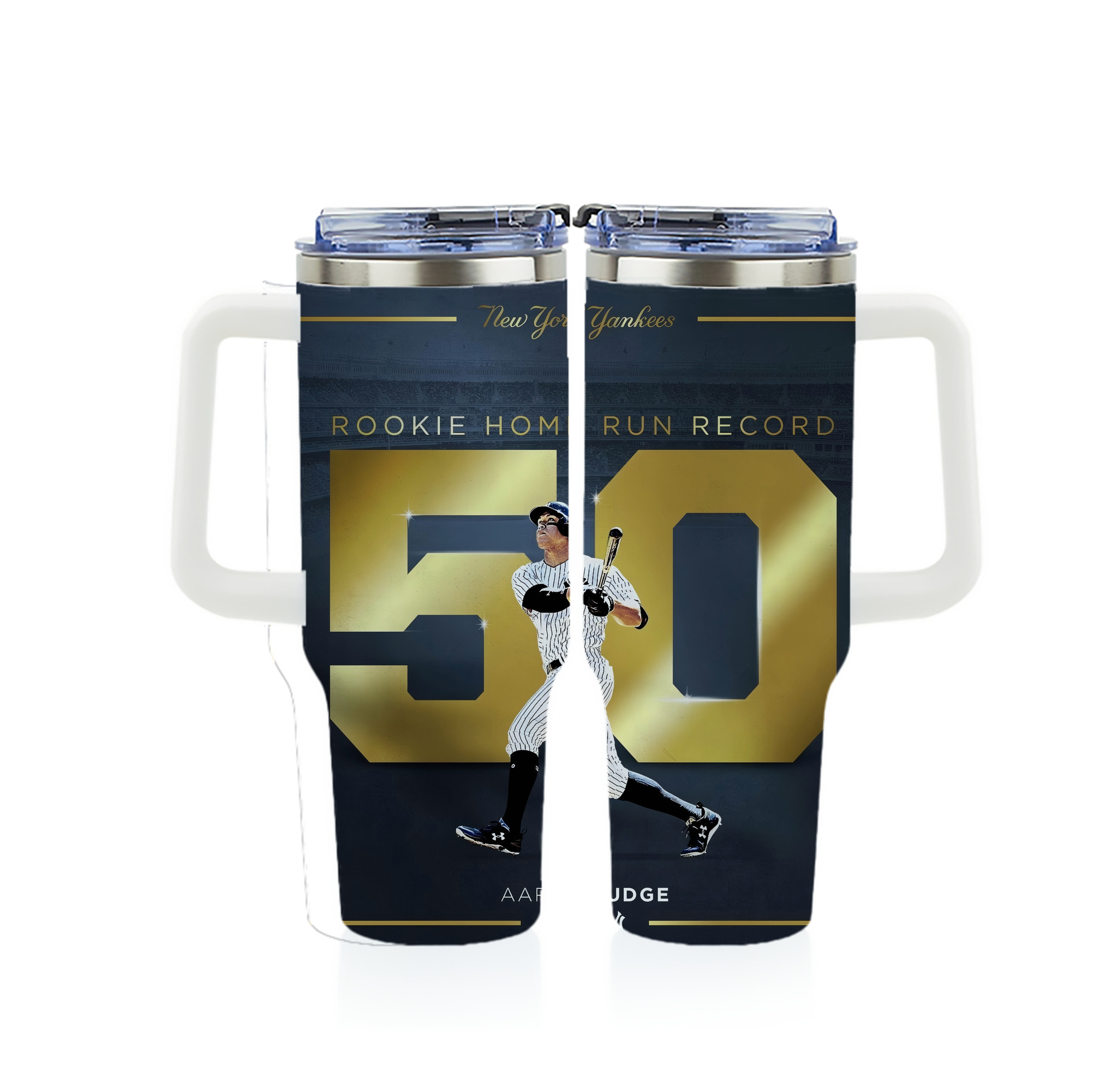Aaron Judge 50 Home Runs 3 40oz Full Wrap Car Tumbler – Durable Stainless Steel Travel Mug With Vibrant UV Print – Double Wall Insulated, Fits Most Car Cup Holders