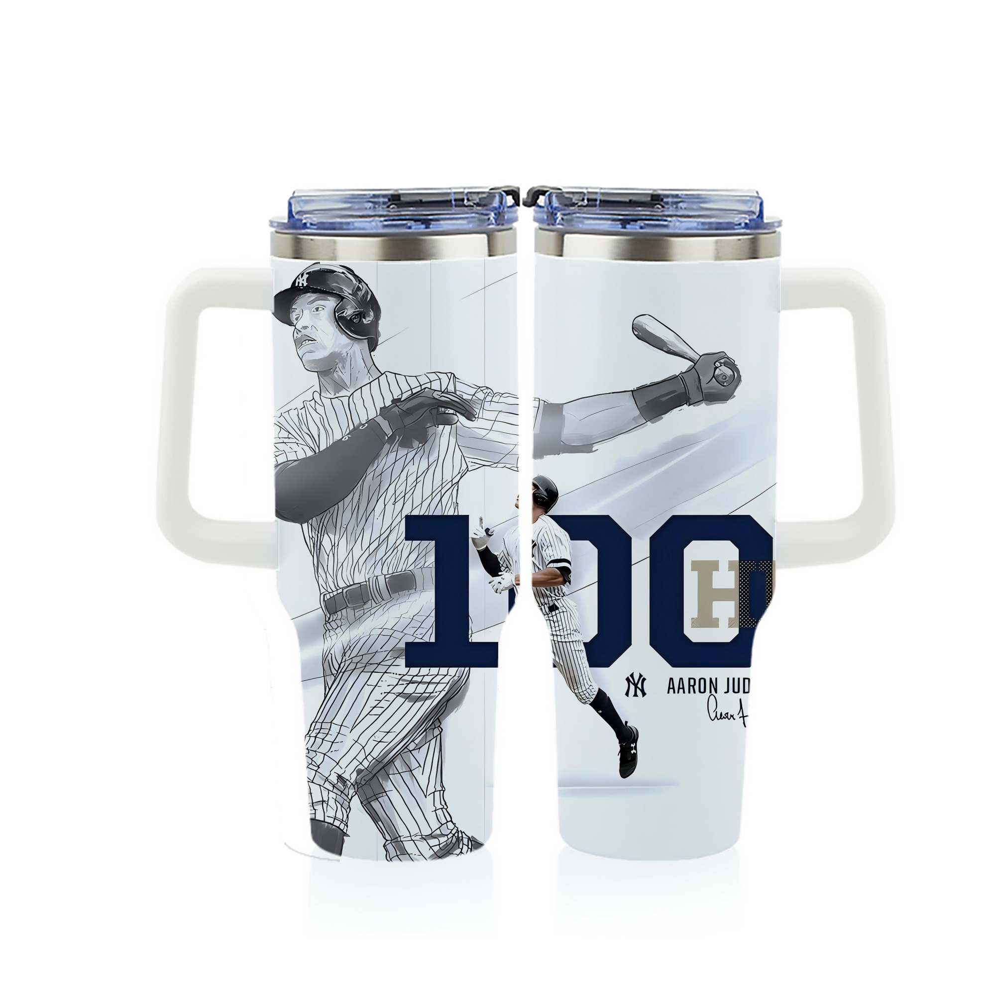 Aaron Judge 100 Home Runs 40oz Full Wrap Car Tumbler – Durable Stainless Steel Travel Mug With Vibrant UV Print – Double Wall Insulated, Fits Most Car Cup Holders