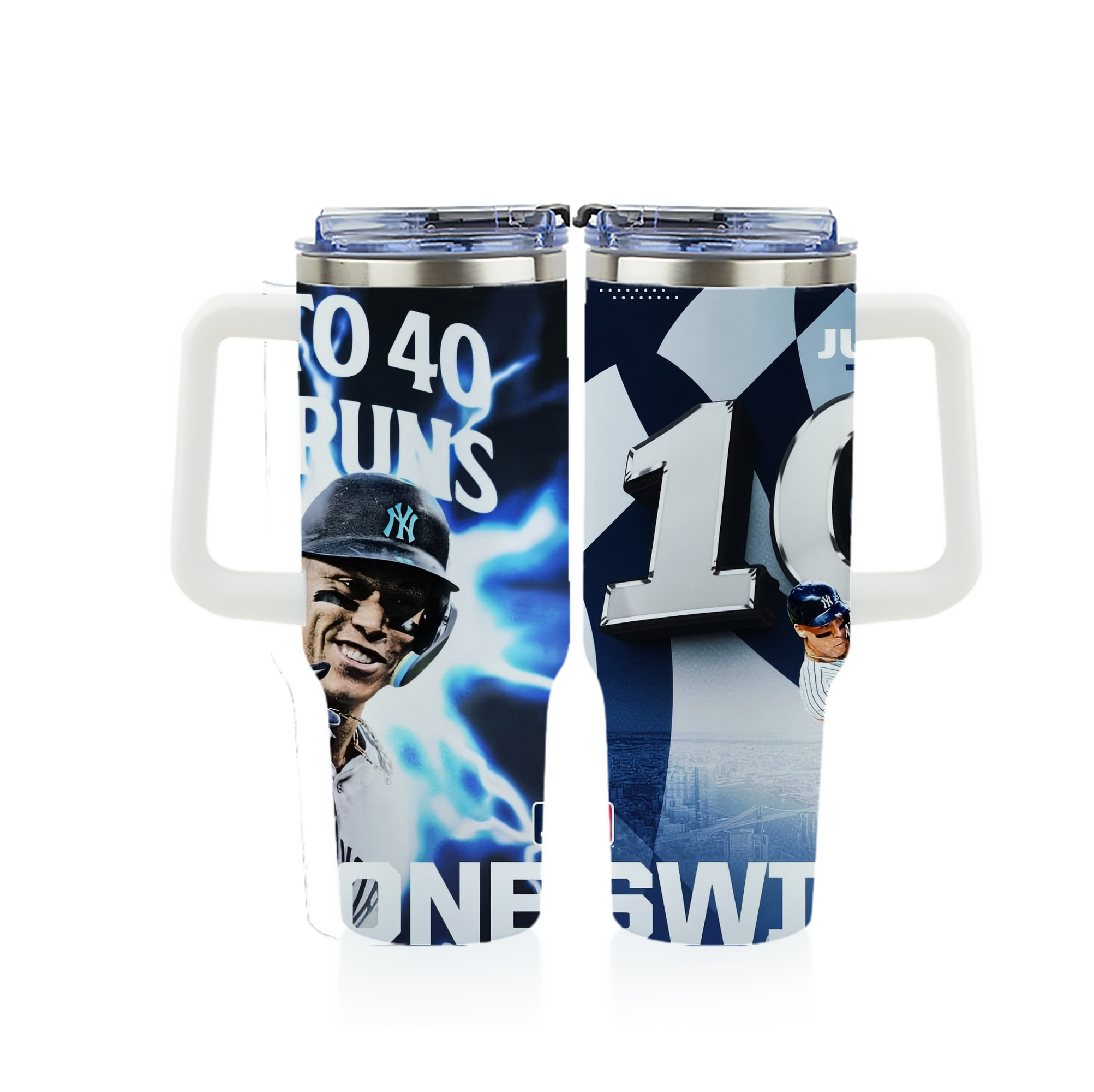 Aaron Judge First to 40 Home Runs In One Swing 40oz Full Wrap Car Tumbler – Durable Stainless Steel Travel Mug With Vibrant UV Print – Double Wall Insulated, Fits Most Car Cup Holders