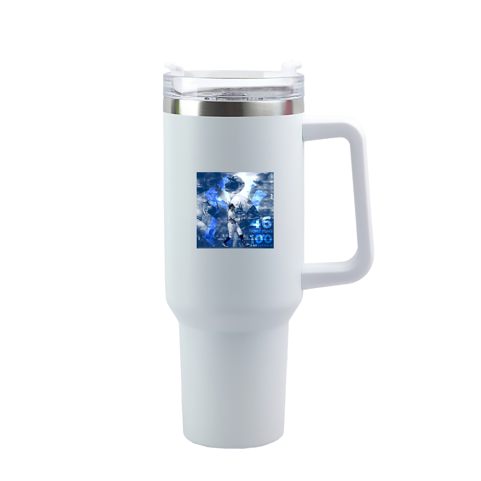 Aaron Judge 46 Home Runs 40oz Handle Car Tumbler – Durable Stainless Steel Travel Mug With UV Print – Double Wall Insulated, Fits Most Car Cup Holders
