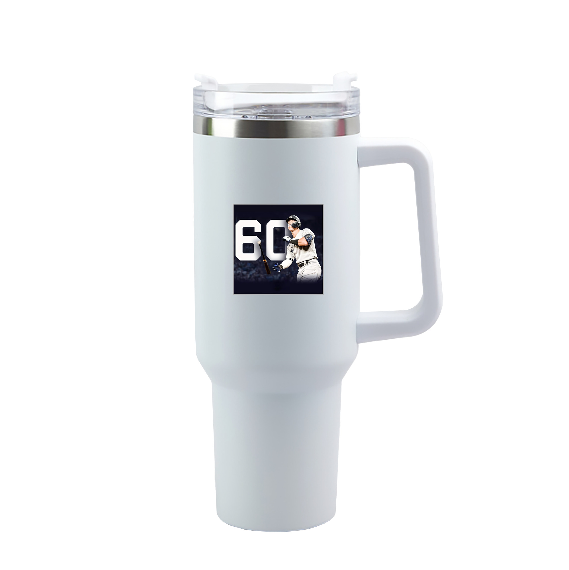 Aaron Judge 60 Home Runs 4 40oz Handle Car Tumbler – Durable Stainless Steel Travel Mug With UV Print – Double Wall Insulated, Fits Most Car Cup Holders