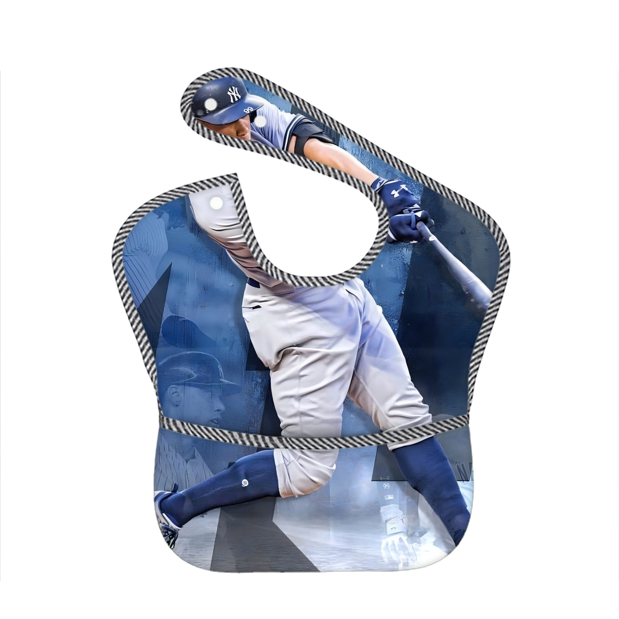 Aaron Judge 40 Home Runs 1 Adjustable Waterproof Toddler Bib – Full-Print Durable Polyester – Foldable Crumb Pocket – Easy Snap Closure – Soft