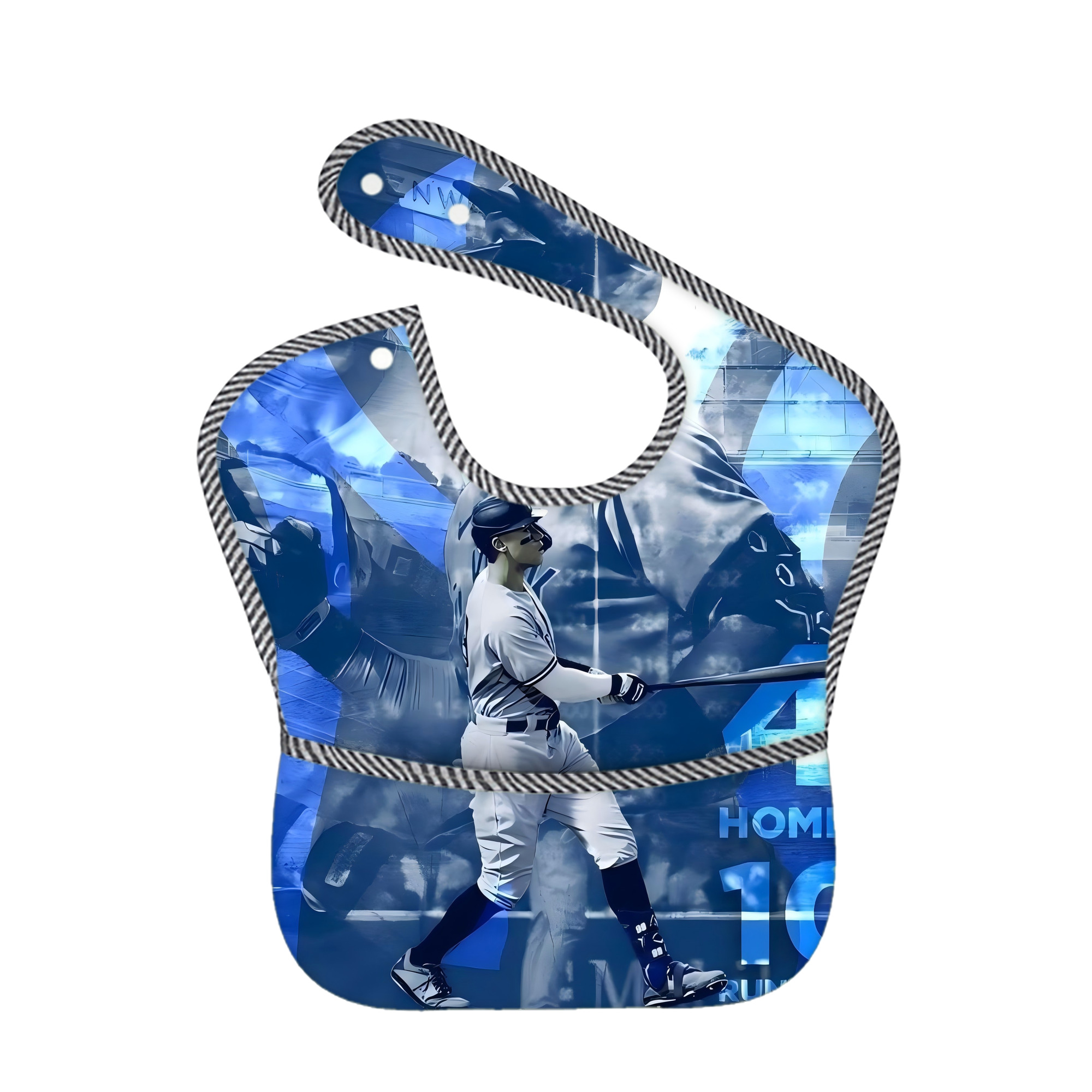 Aaron Judge 46 Home Runs Adjustable Waterproof Toddler Bib – Full-Print Durable Polyester – Foldable Crumb Pocket – Easy Snap Closure – Soft